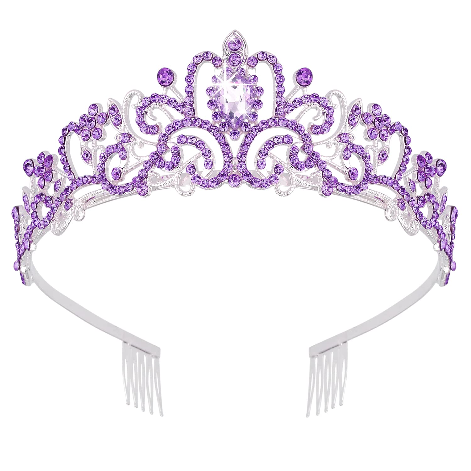 Princess Crystal Tiara Crown Headband Elegant Crown With Combs