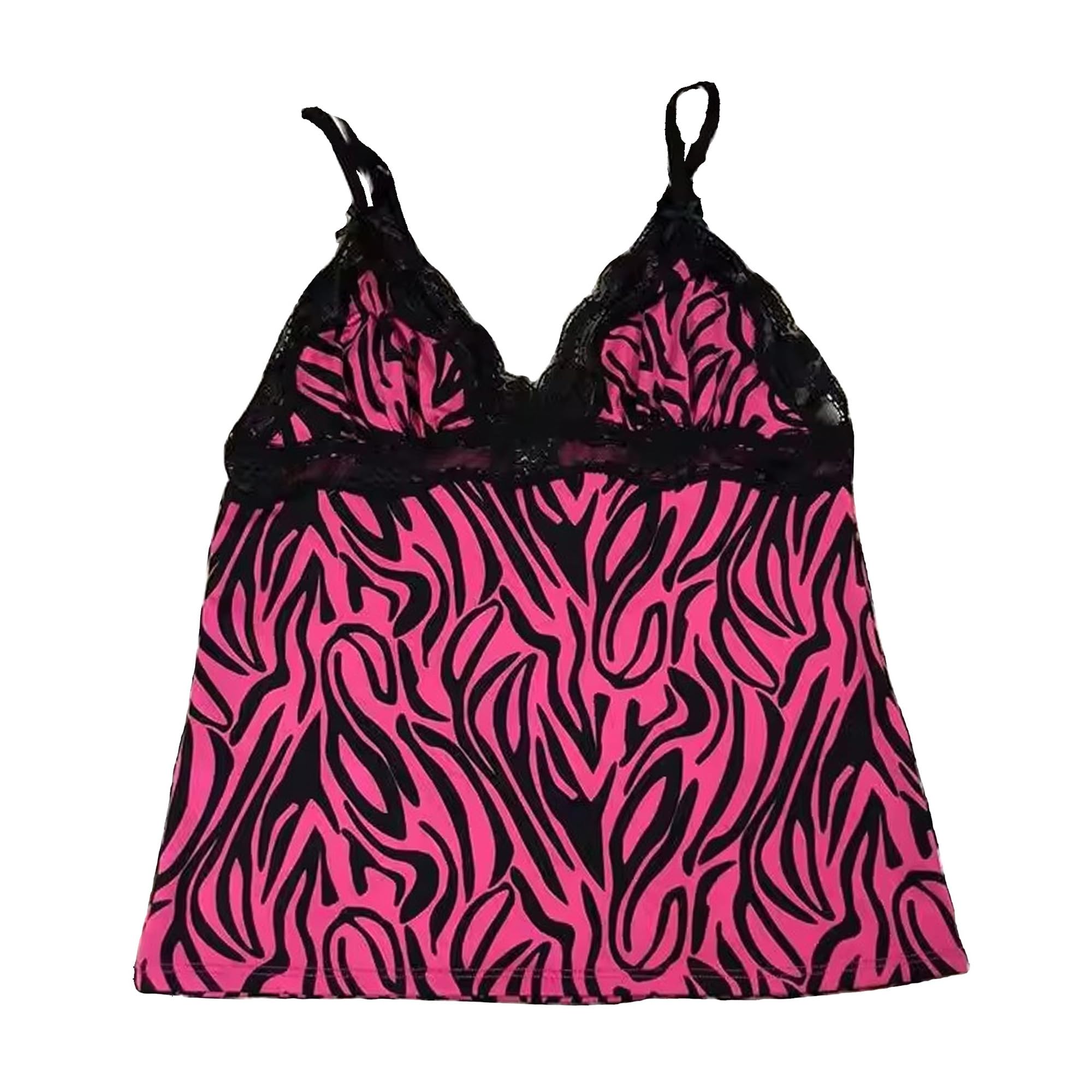 Emo Coquette Cropped Top Grunge 2000s Spaghetti Strap Tops Streetwear Vintage Camisole Y2k Cheetah Tops