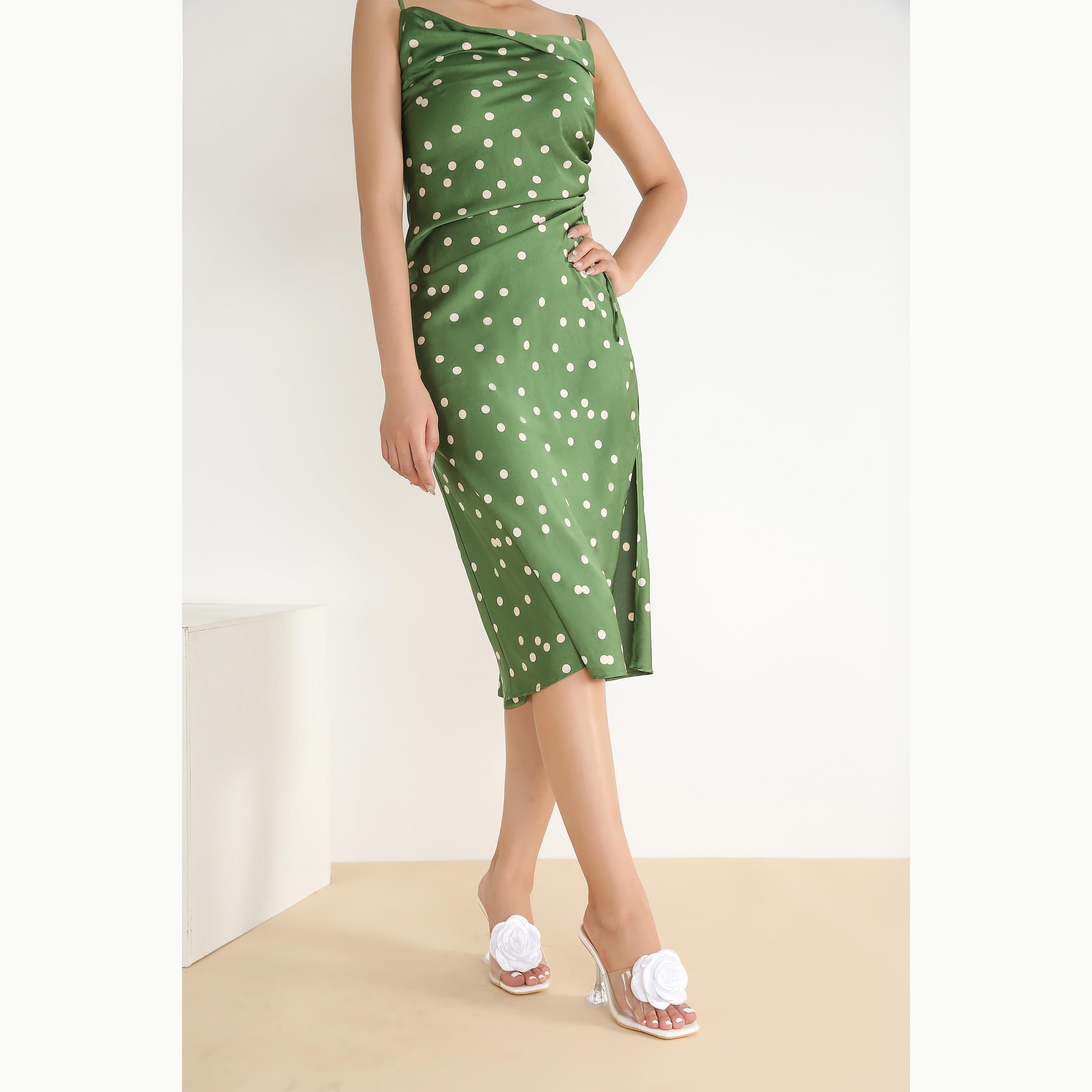 Women Flowers High Heels Mules Sandals Square Toe Slip On Sandals