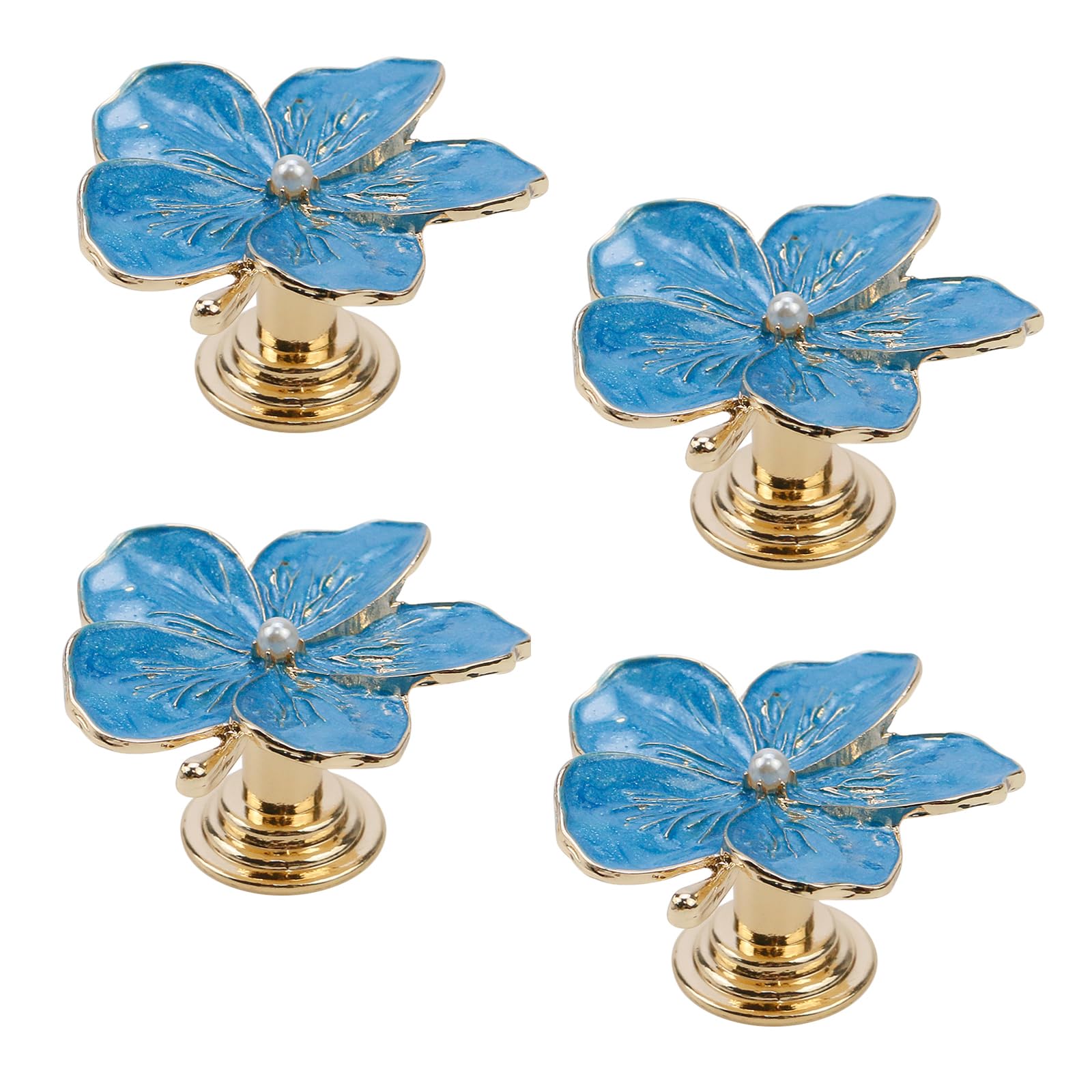 Flower Metal Knobs for Drawer, Dresser, Mounting Screws, 4 PCS 1.7inch