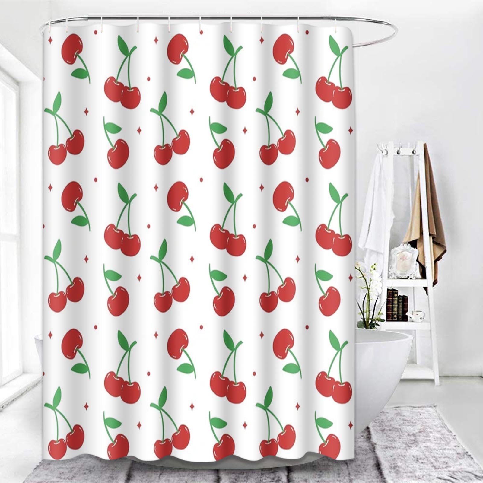 Vintage 4 Pcs Bathroom Sets with Shower Curtain and Rugs, Shower Curtain Sets for Bathroom Decor with 12 Hooks