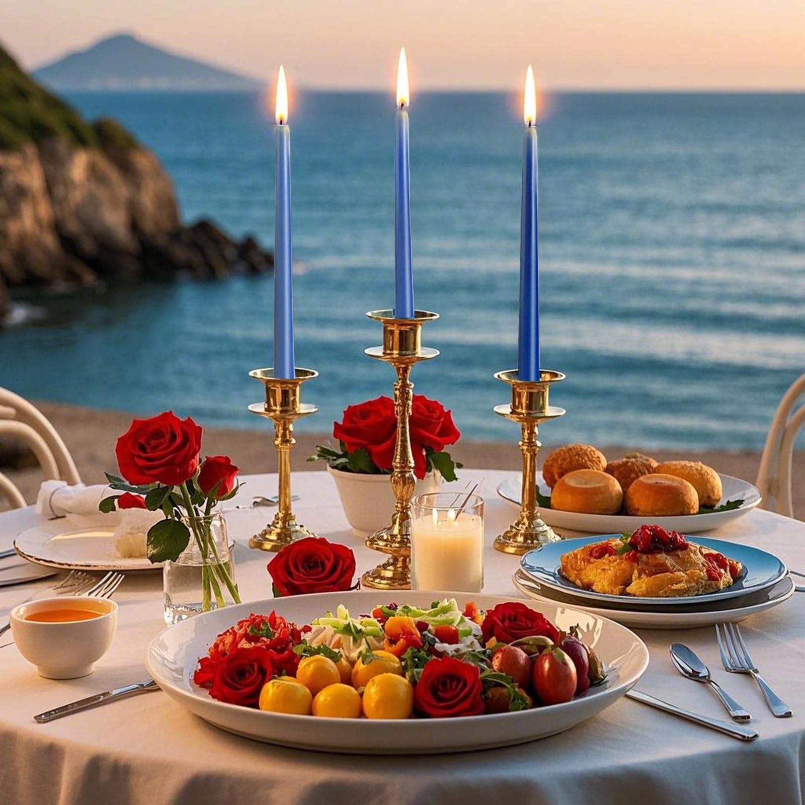 Smokeless Dripless Long Candlesticks, Unscented Tapered 10-Inch