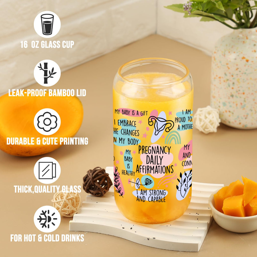 Cherry Bow Cup, Birthday Gifts for Women, Girly Gifts for Her, Sister, Mom, Colleague - 16 OZ Glass Tumbler with Straw & Lid, Coquette Iced Cup