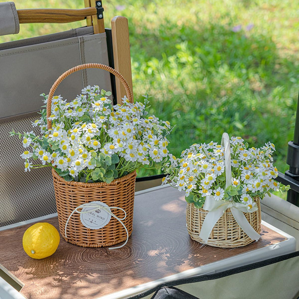 Small White Daisy Artificial Flowers â€?2 Bouquets (12 Pieces), 10-Inch Fake Spring Wildflowers for Party Decor (Vase Not Included)