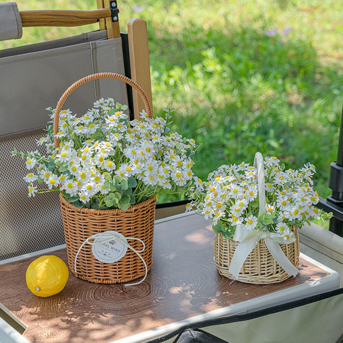 Small White Daisy Artificial Flowers â€?2 Bouquets (12 Pieces), 10-Inch Fake Spring Wildflowers for Party Decor (Vase Not Included)