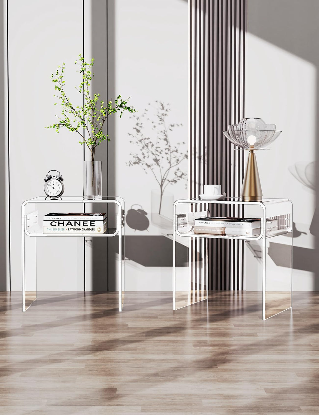 Clear Acrylic End Table 2-Tier Bedside nightstand