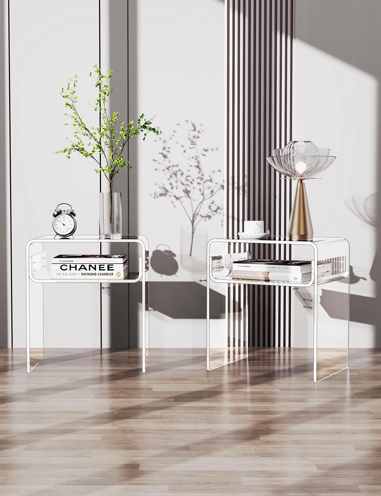 Clear Acrylic End Table 2-Tier Bedside nightstand