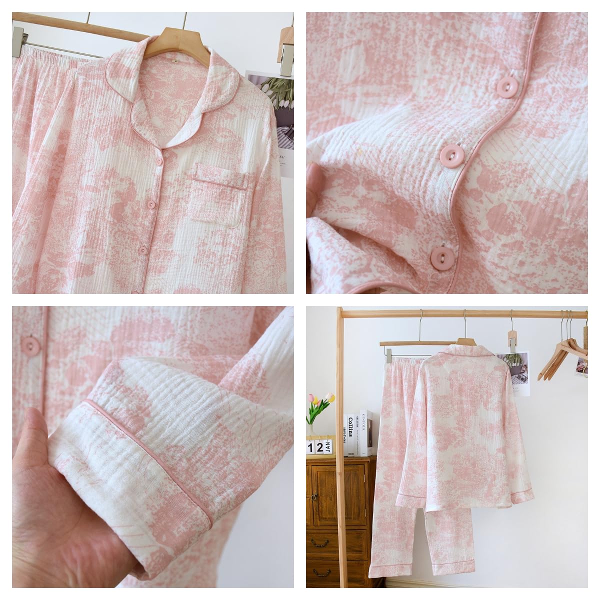 Women Linen Set Coquette Womens Pajamas Set - Old Money Aesthetic Lounge Sets