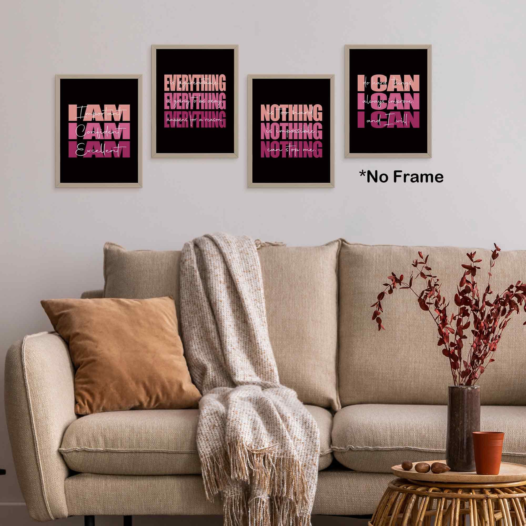 Set of 4 Inspirational Posters â€?Motivational Wall Art for Teen Girls & Women (8x10)