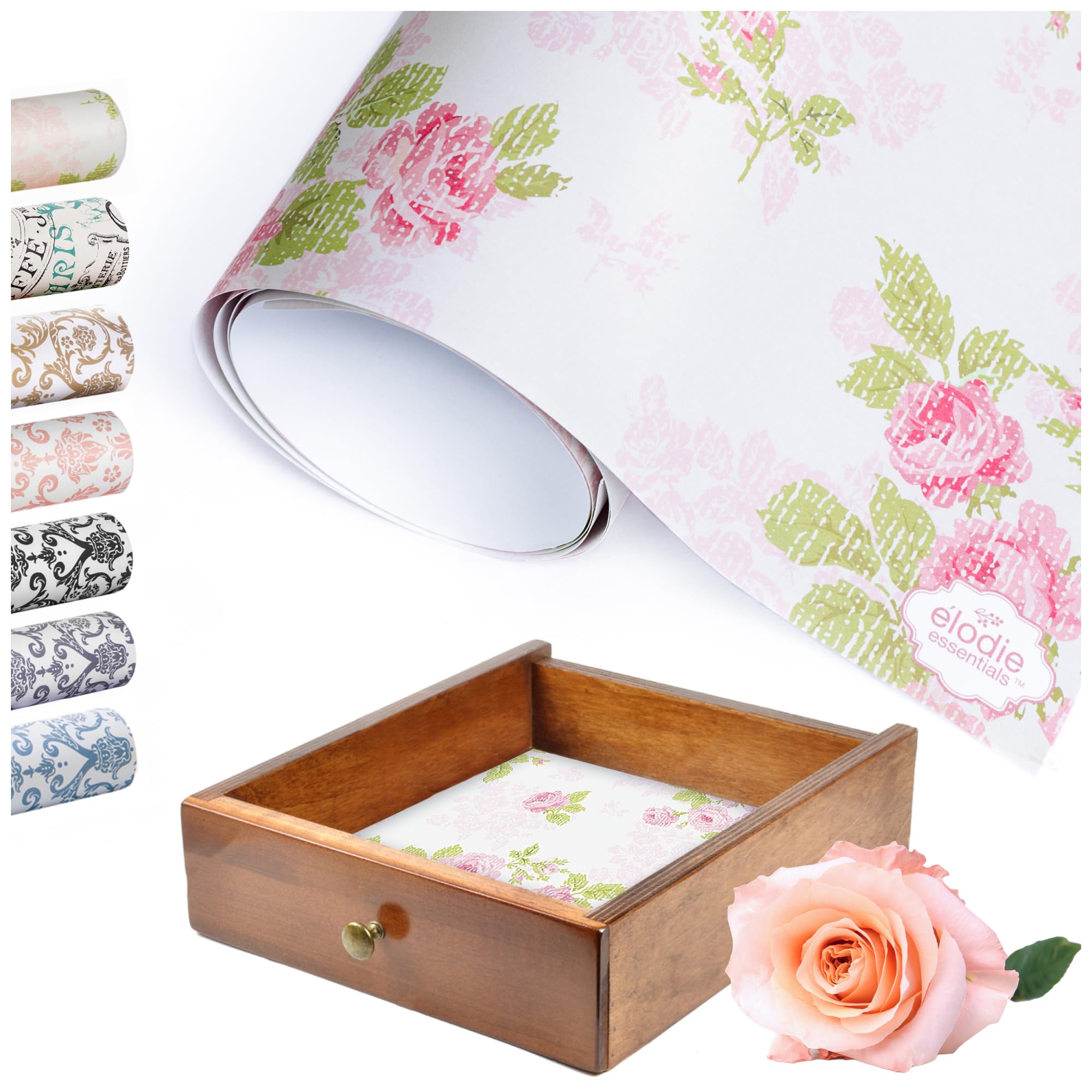 Scented Drawer Liners - Non-Adhesive Paper Sheets for Closet Shelves, Cabinet, Home Essentials & Dresser - 14 x 19.5 Inch Royal Damask Print Drawer Liner - Coquette Room Decor