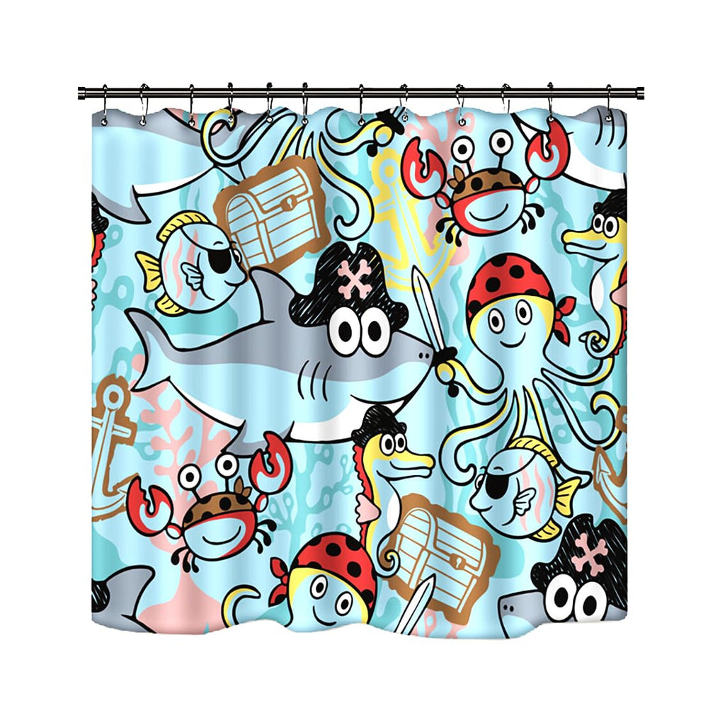 Shower Curtain Bathroom Decor with 12 Plastic Hooks 72 x 72 Inch