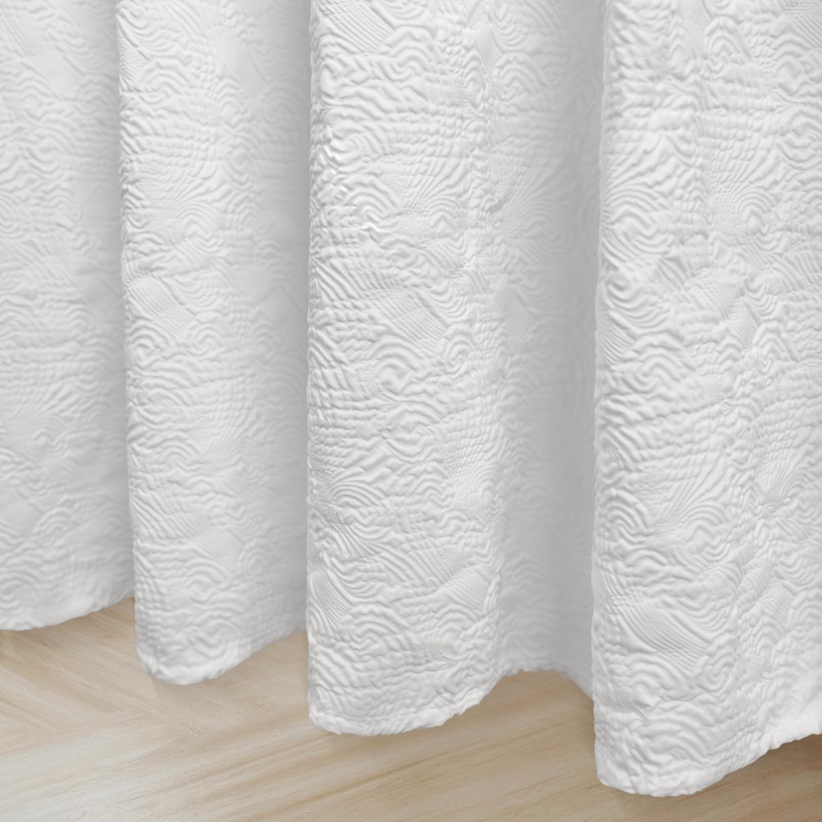 Fabric Shower Curtains for Bathroom Modern Cute, Wave Pattern 72" X 72" Long