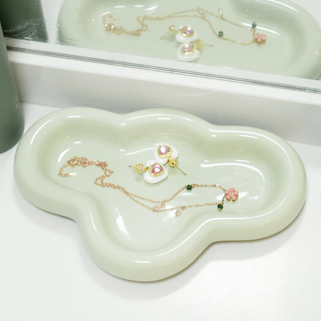 Cloud Trinket Dish, Chubby Jewelry Tray, Ceramic Jewelry Ring Trinket Dish for Rings Earrings Necklace Organizer