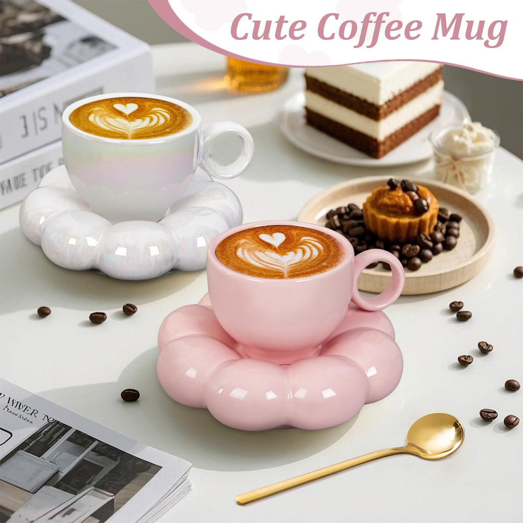 Coffee Mug, Tea Cup and Saucer Set with Spoon  10oz