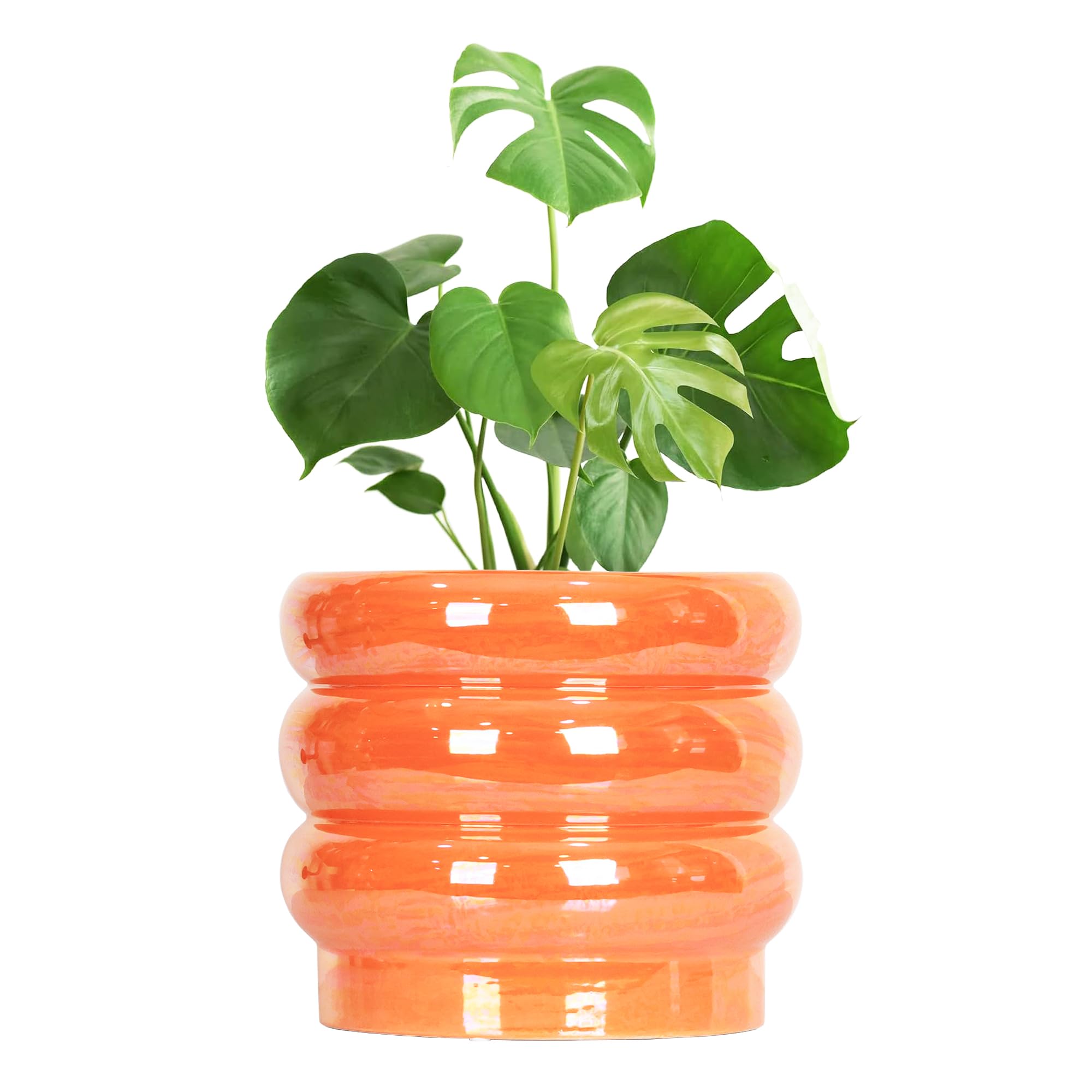 Ceramic Plant Pots for Indoor Plants, Rainbow Pearl Glaze Planter with Planters for Plants with Drainage Hole