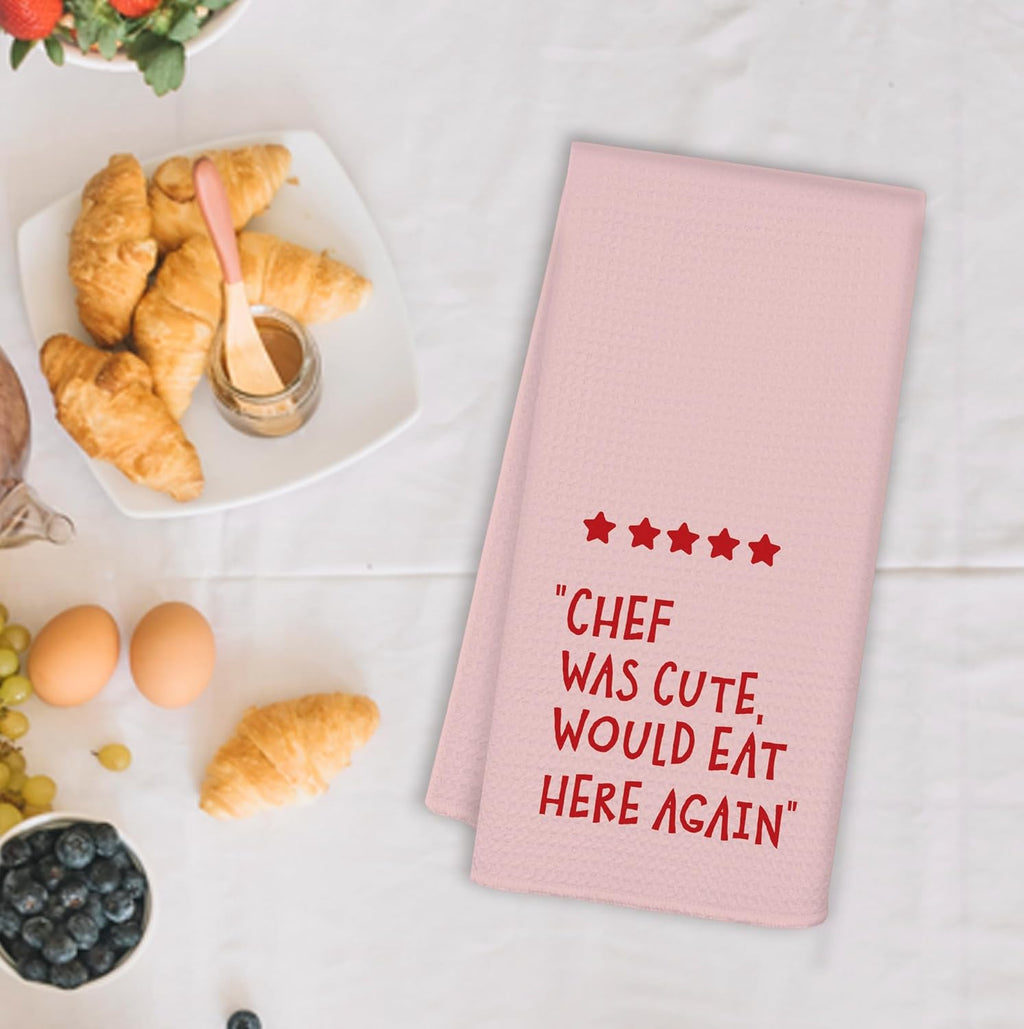 Pink Chef was Cute Would Eat Here Again Kitchen Towels, 16x24 Inch