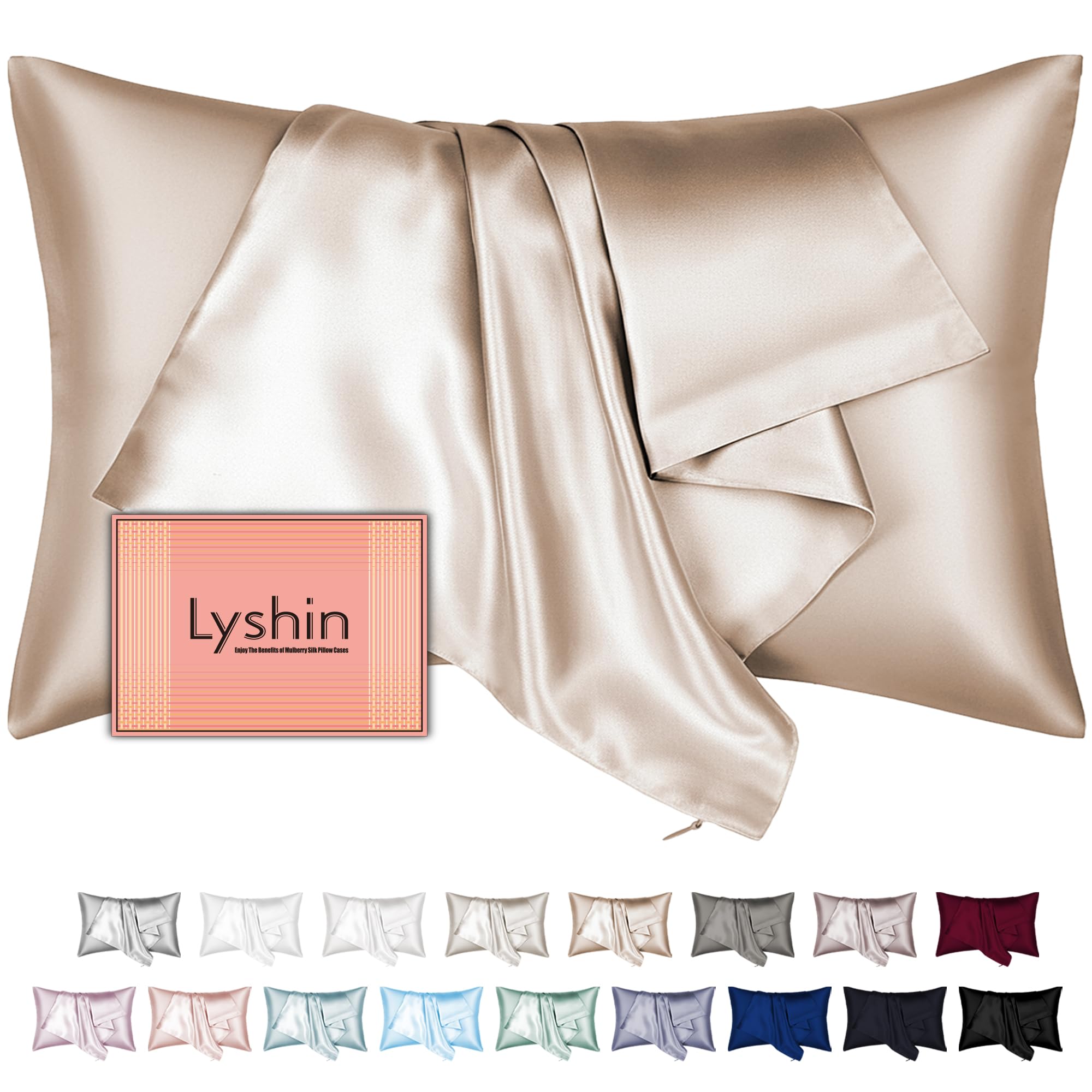 Silk Pillow Cases with Hidden Zipper, Ultra Smooth and Soft Breathable Cooling Silk Satin Pillowcase