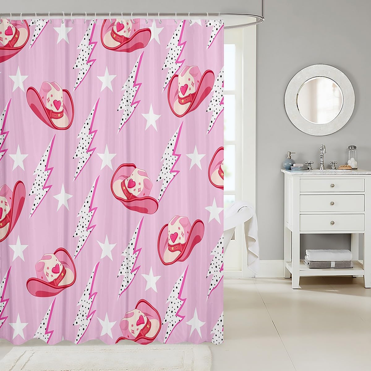 Cute Bathroom Curtains -  Waterproof Curtains, 12 Hooks Suits