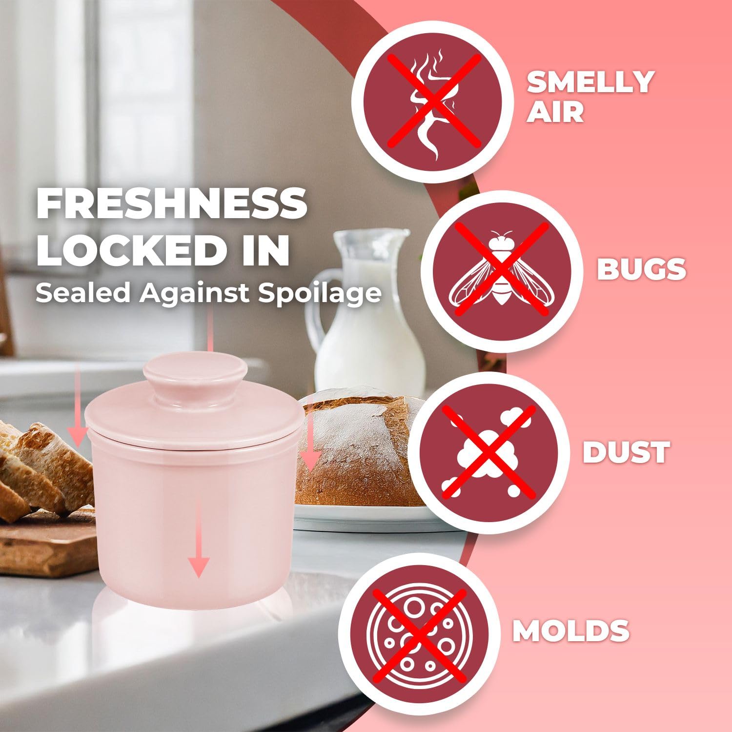 Porcelain French Butter Keeper Crocks with Lids â€?Set of 2 Farmhouse-Style Butter Dishes