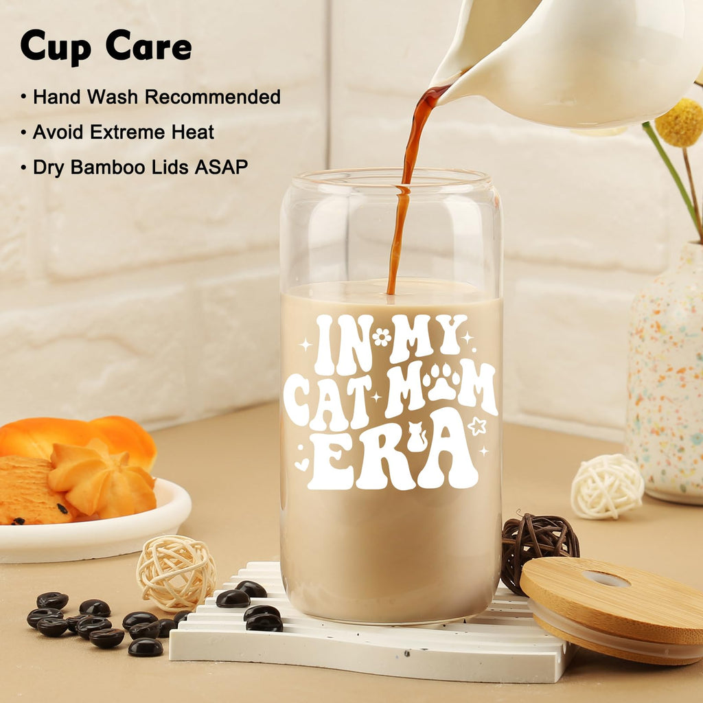 Cherry Bow Cup, Birthday Gifts for Women, Girly Gifts for Her, Sister, Mom, Colleague - 16 OZ Glass Tumbler with Straw & Lid, Coquette Iced Cup