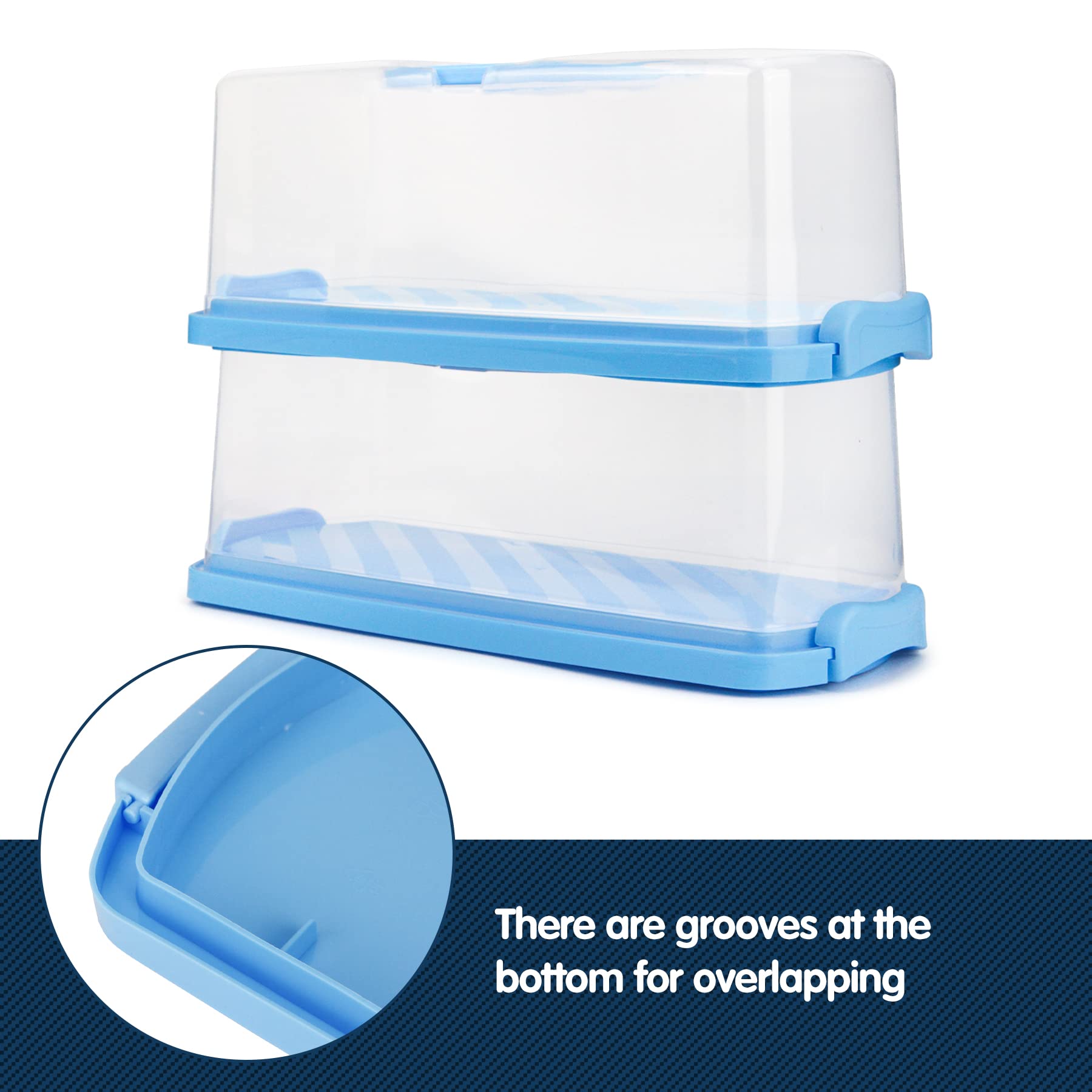 Plastic Rectangular Bread Box with Clear Lid, Loaf Cake Keeper, Portable Bread Keeper Storage Container with Handle