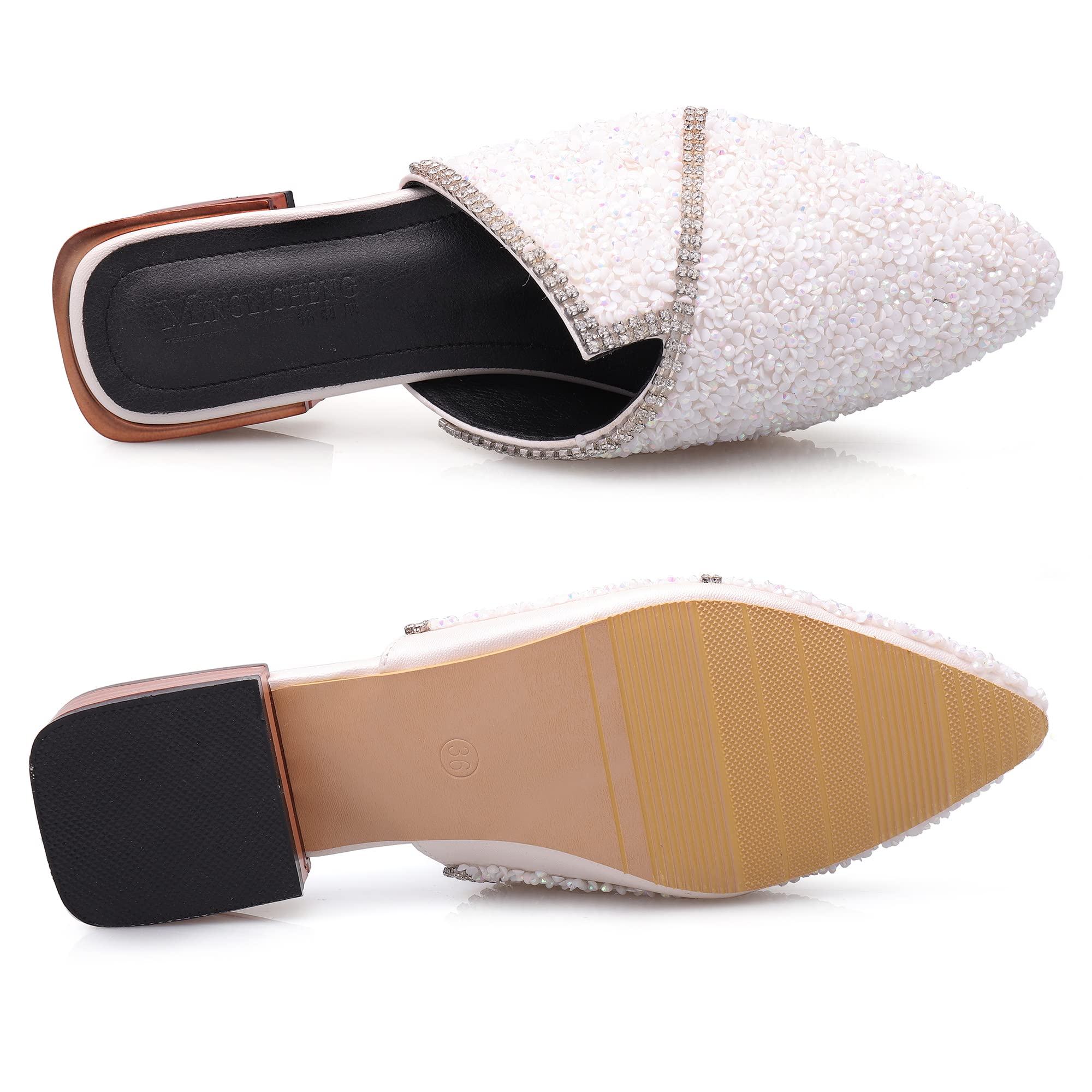 Mules for Women Flats Comfortable Soft Memory Foam Insole Pointed Rivet Mule Shoes