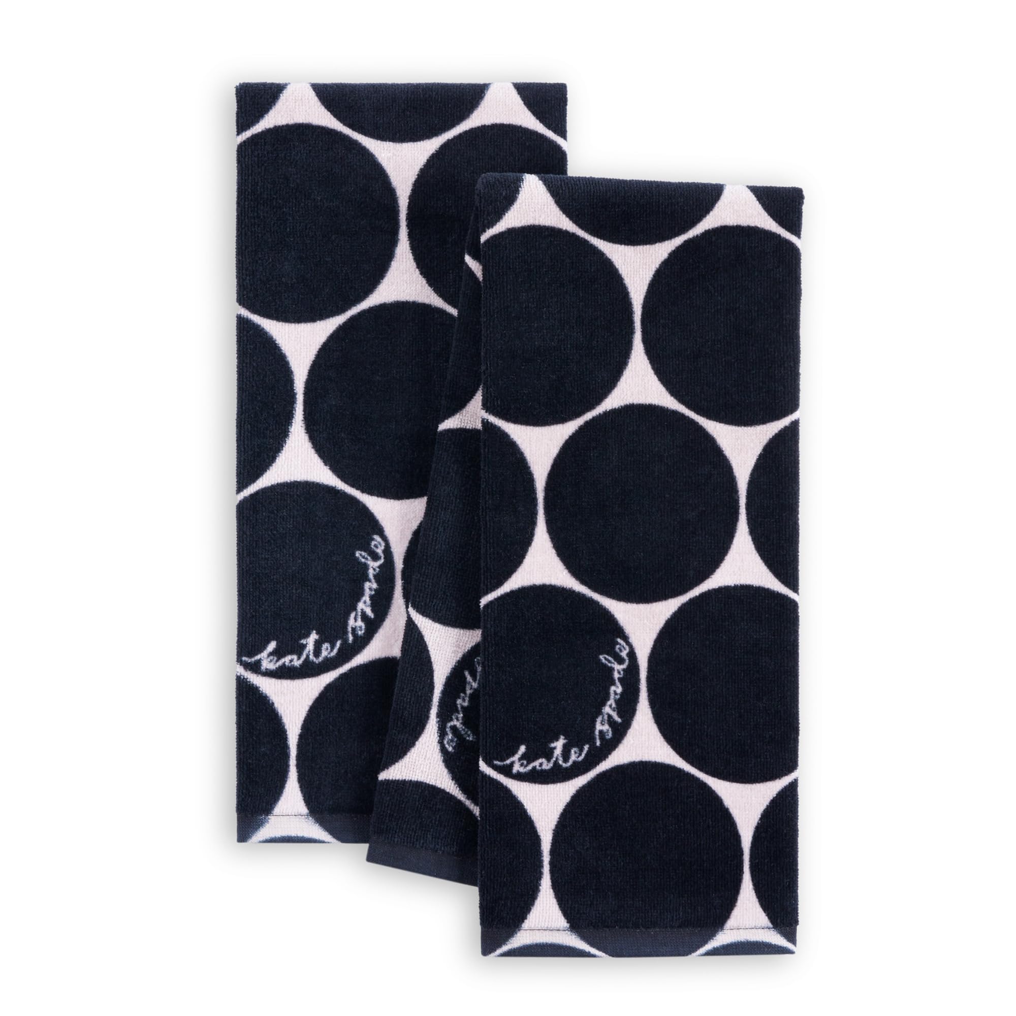 Kate Spade New York Joy Dot Kitchen Towels 2-Pack Set, Absorbent 100% Cotton Velour, 17"x28"