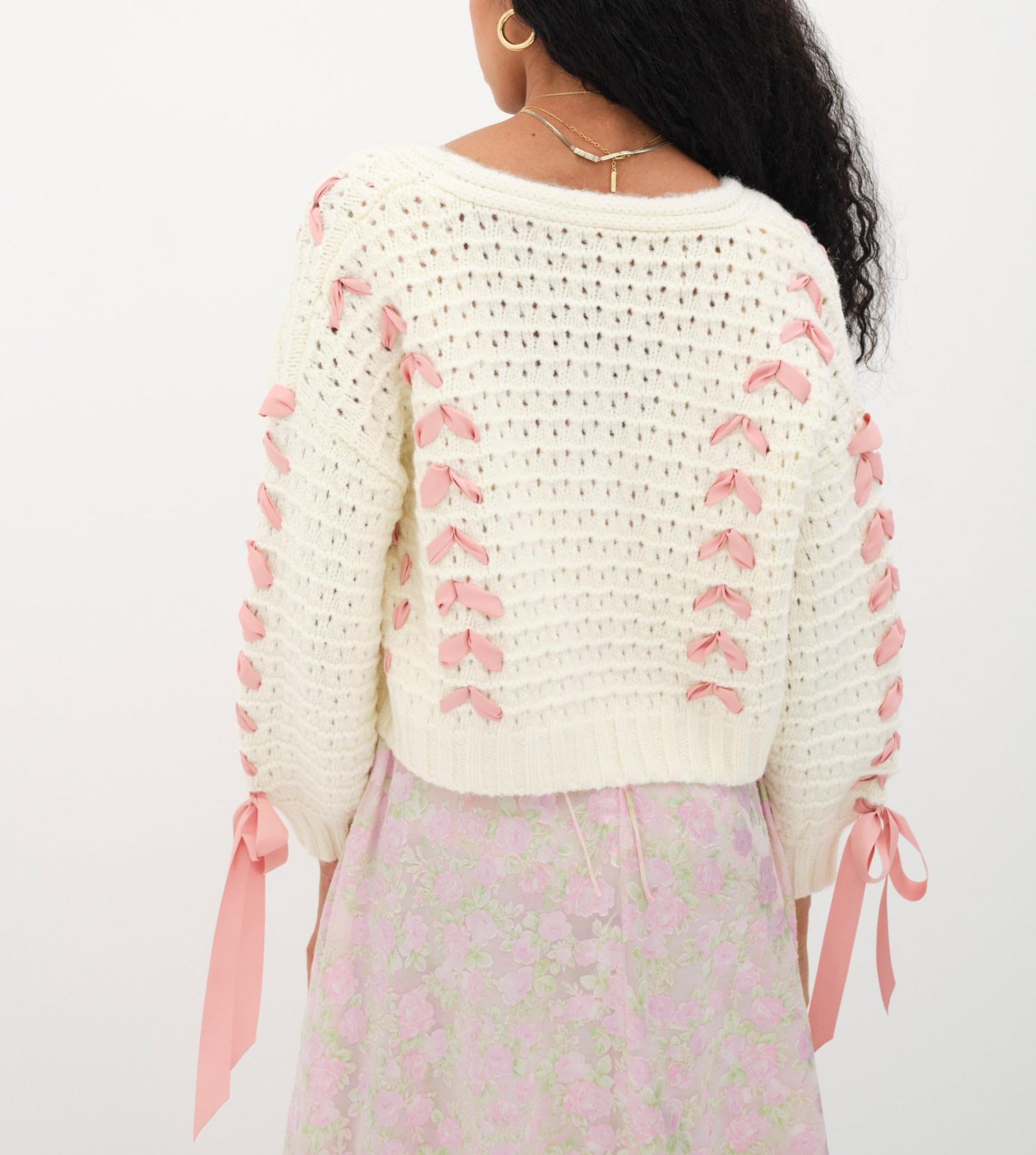 Women Y2k V Neck Sweater Retro Low Cut Long Sleeve Pullover Top E-Girl Cute Solid Loose Fit Lace Up Going Out Jumper