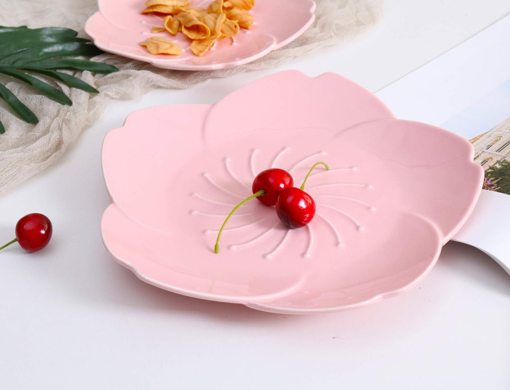 Pink Cherry Blossom 3-Piece Dinnerware Plate Set