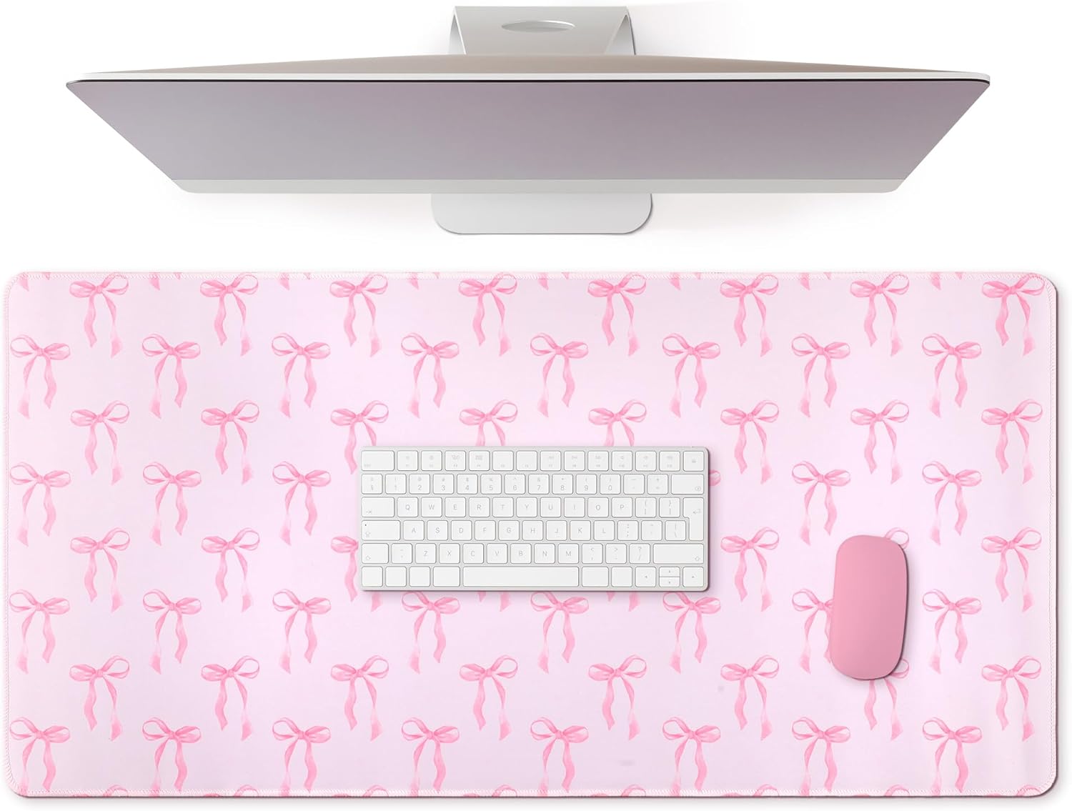 Coquette Kawaii Mouse Pad - Large Pink Bows Mouse Pads Pad 31.5 x 15.75 Inches Non-Slip Rubber Base