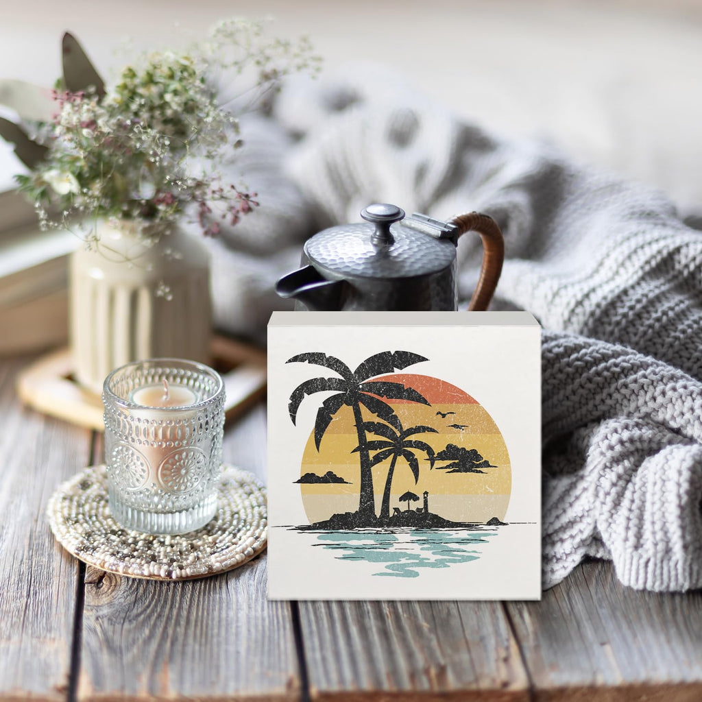 Coquette Pink Bow Champagne Wooden Box Sign, 5x5 Inch