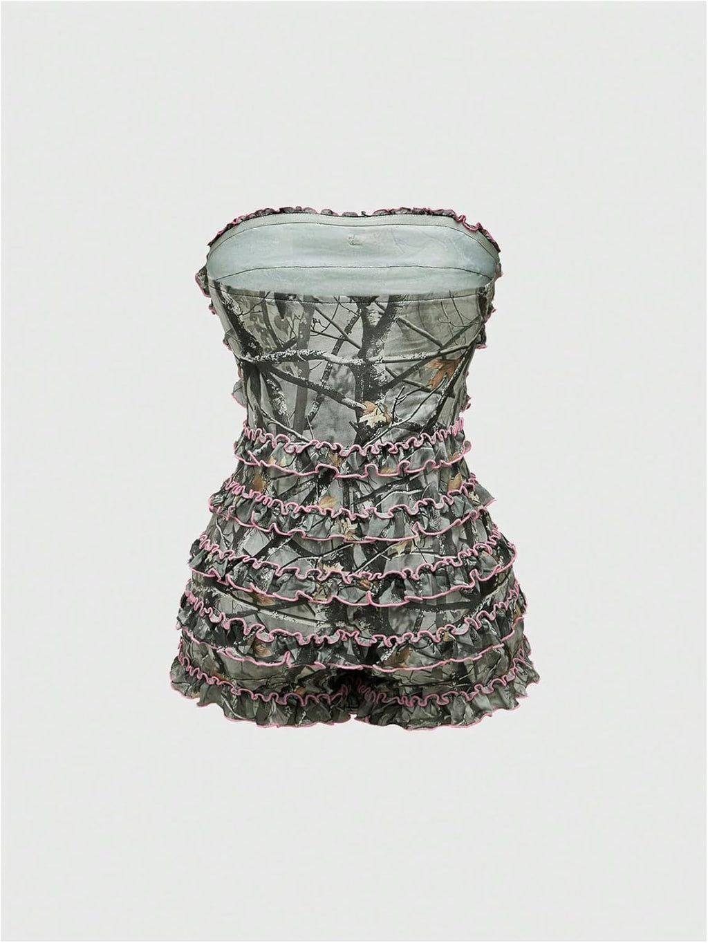 Women's Strapless Tube Jumpsuit with Ruffles, Punk, Gothic Style