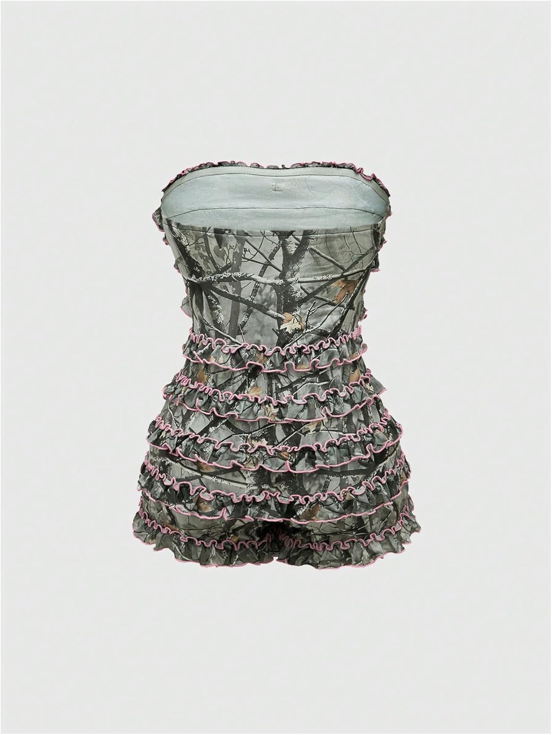 Women's Strapless Tube Jumpsuit with Ruffles, Punk, Gothic Style