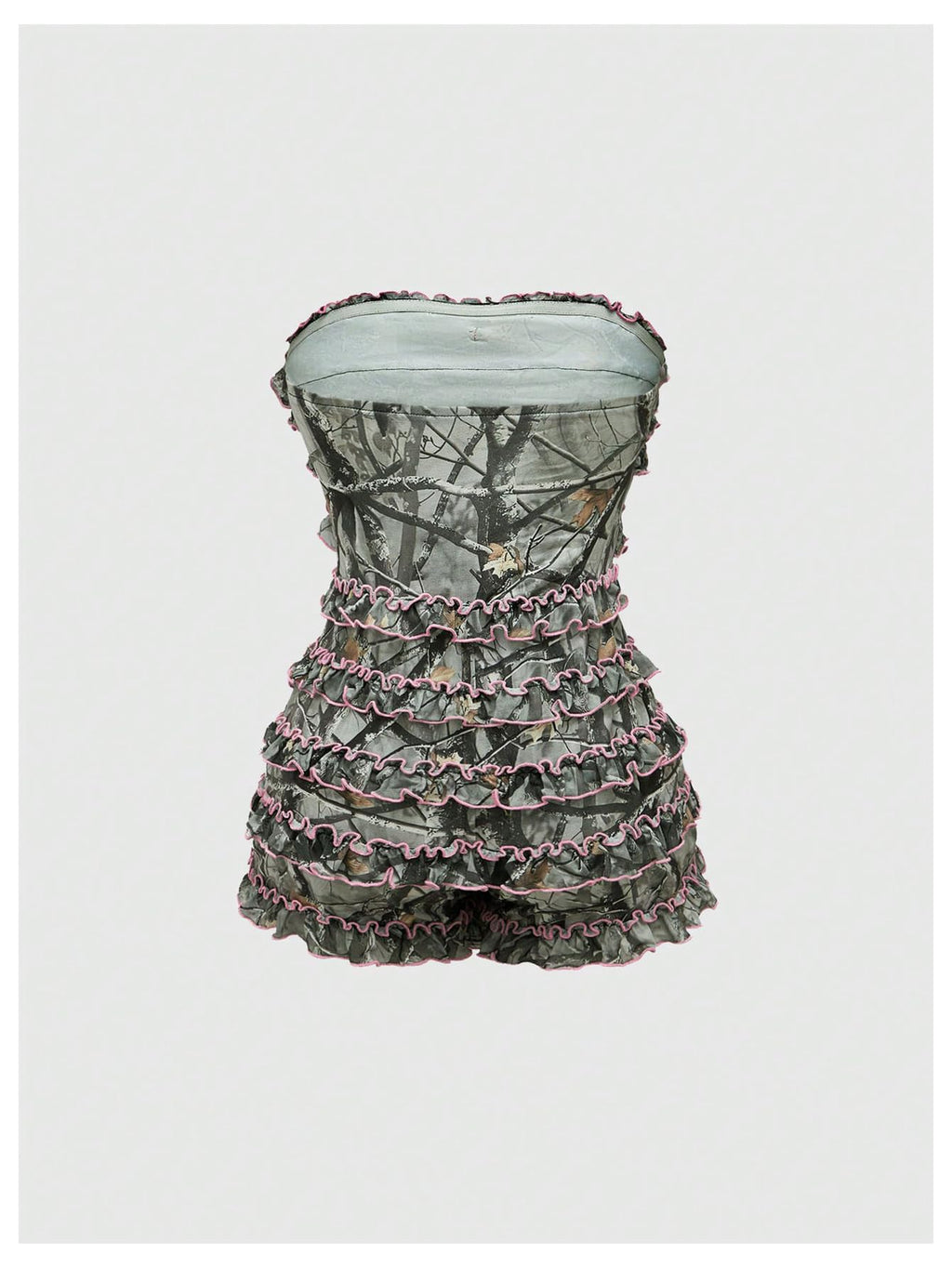 Women's Strapless Tube Jumpsuit with Ruffles, Punk, Gothic Style