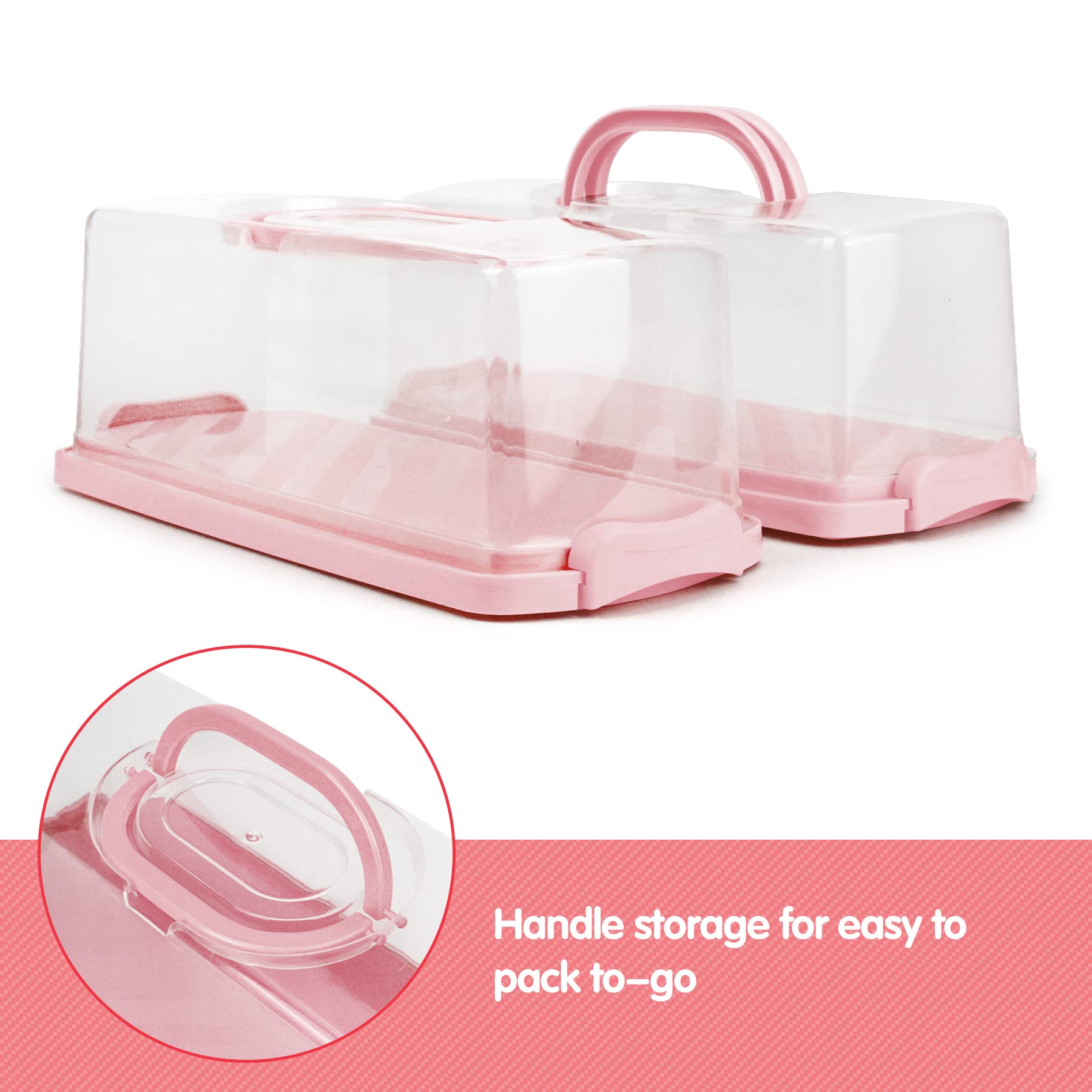 Plastic Rectangular Bread Box with Clear Lid, Loaf Cake Keeper, Portable Bread Keeper Storage Container with Handle
