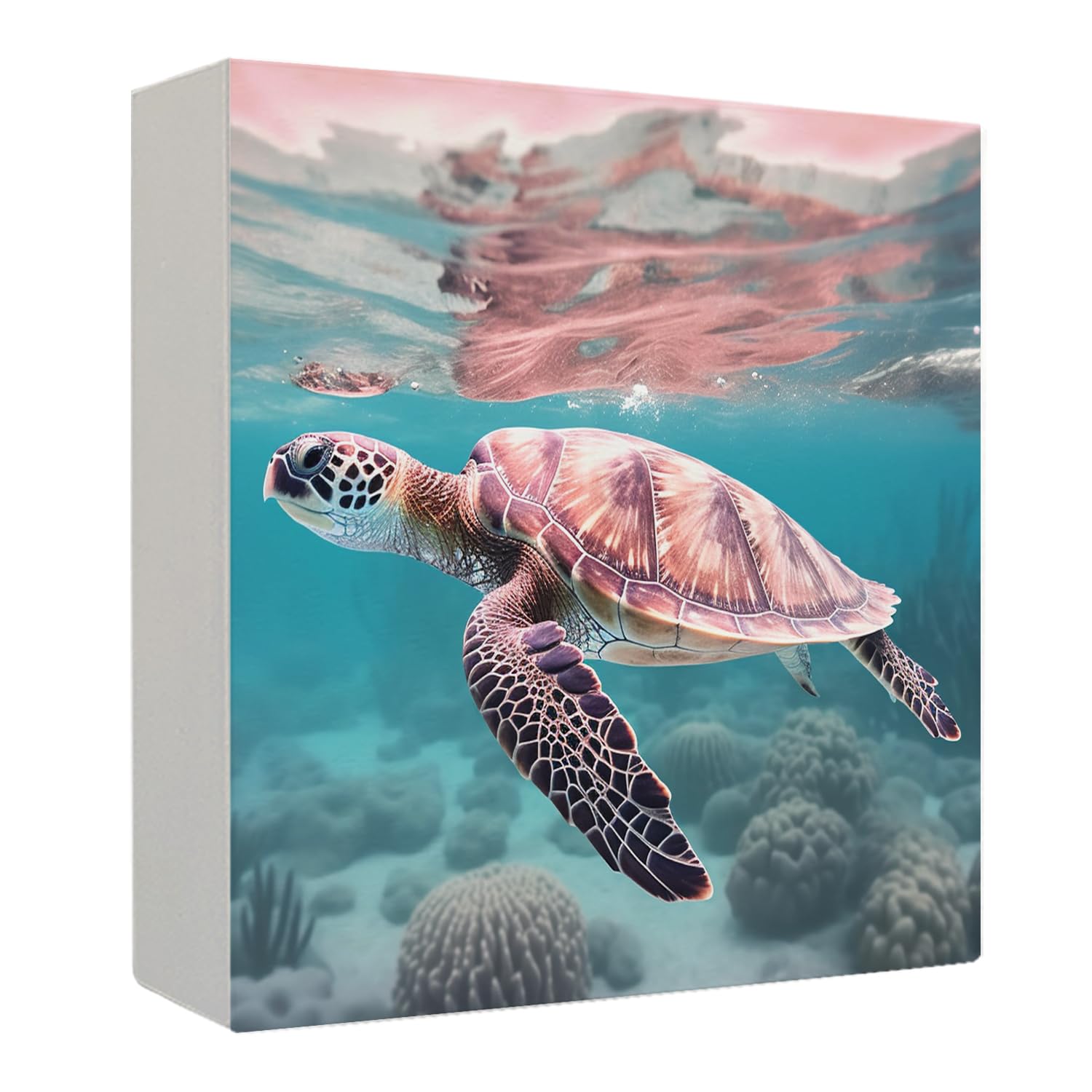 Coquette Pink Bow Champagne Wooden Box Sign, 5x5 Inch