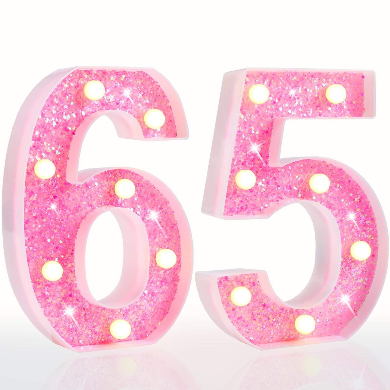 Pink LED Letters Glitter Alphabet LetterS & Numbers Sign Battery Powered