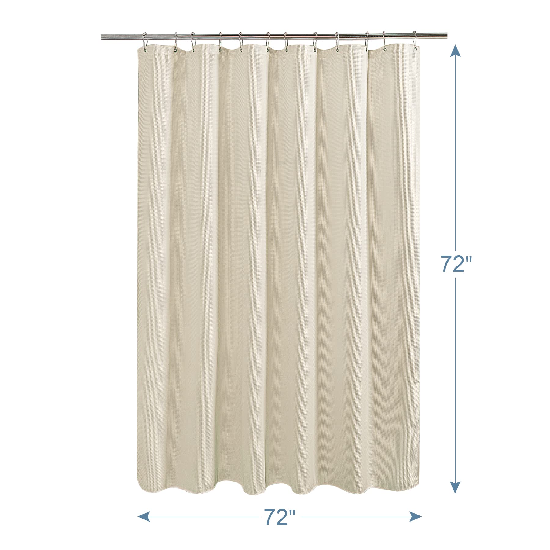 Waffle Shower Curtain - Fabric Shower Curtain Heavy Duty Hotel Quality Bathroom Shower Curtains, 72 x 72 Inches