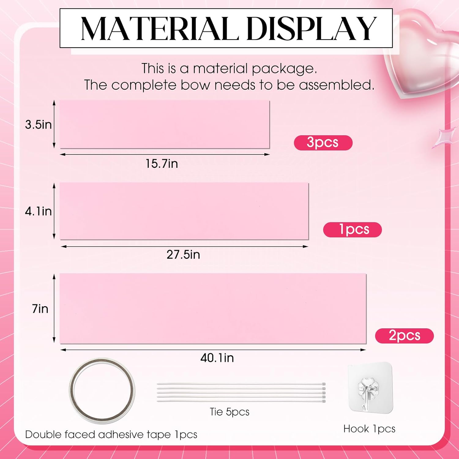 Pink Big Bow Large Bows for Decoration 12 Inch 20 Inch 30 Inch 3D Decor Bows