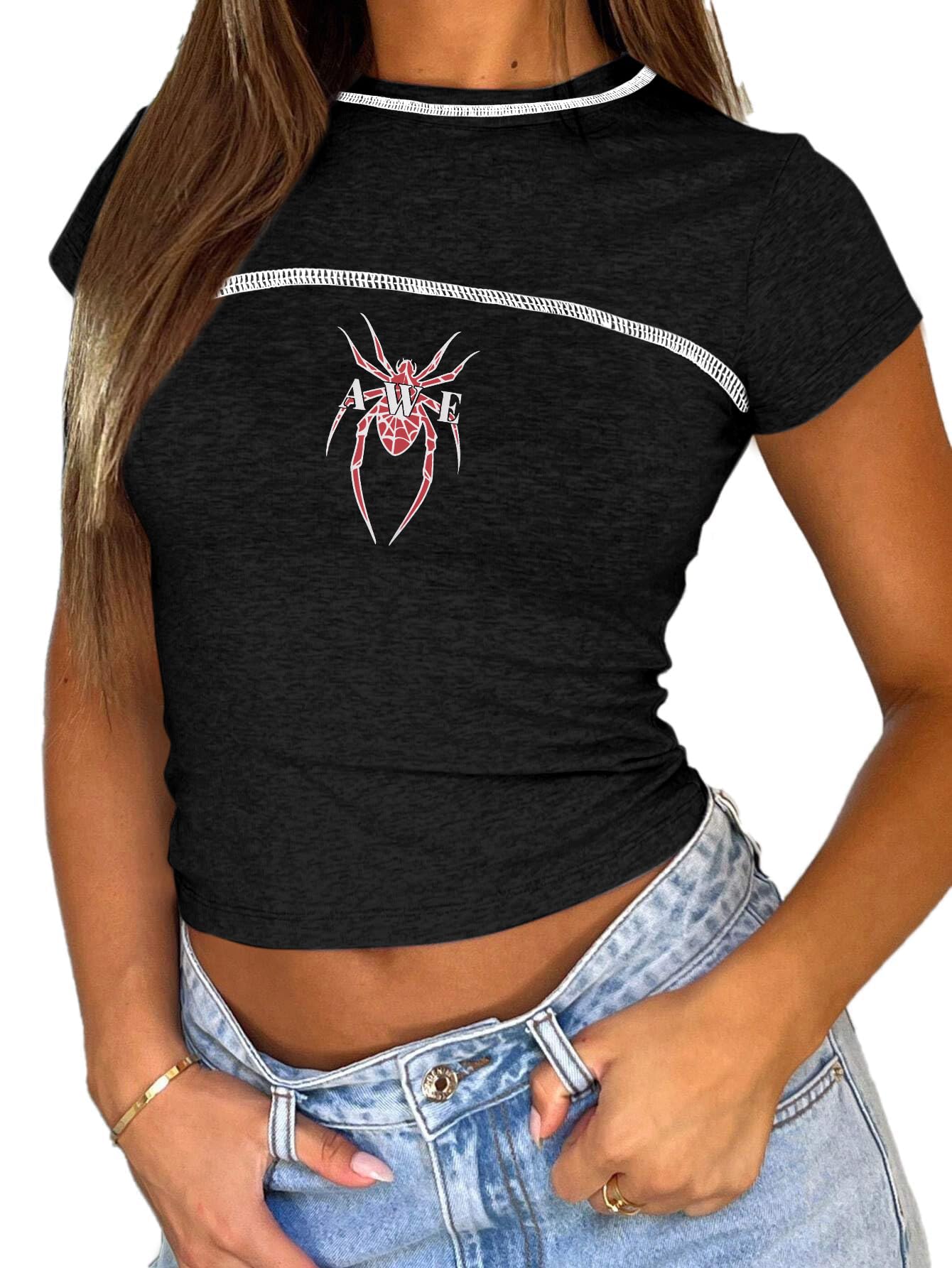 Women Basic Short Sleeve Crop Top Ruched Fitted Baby Tee Shirts