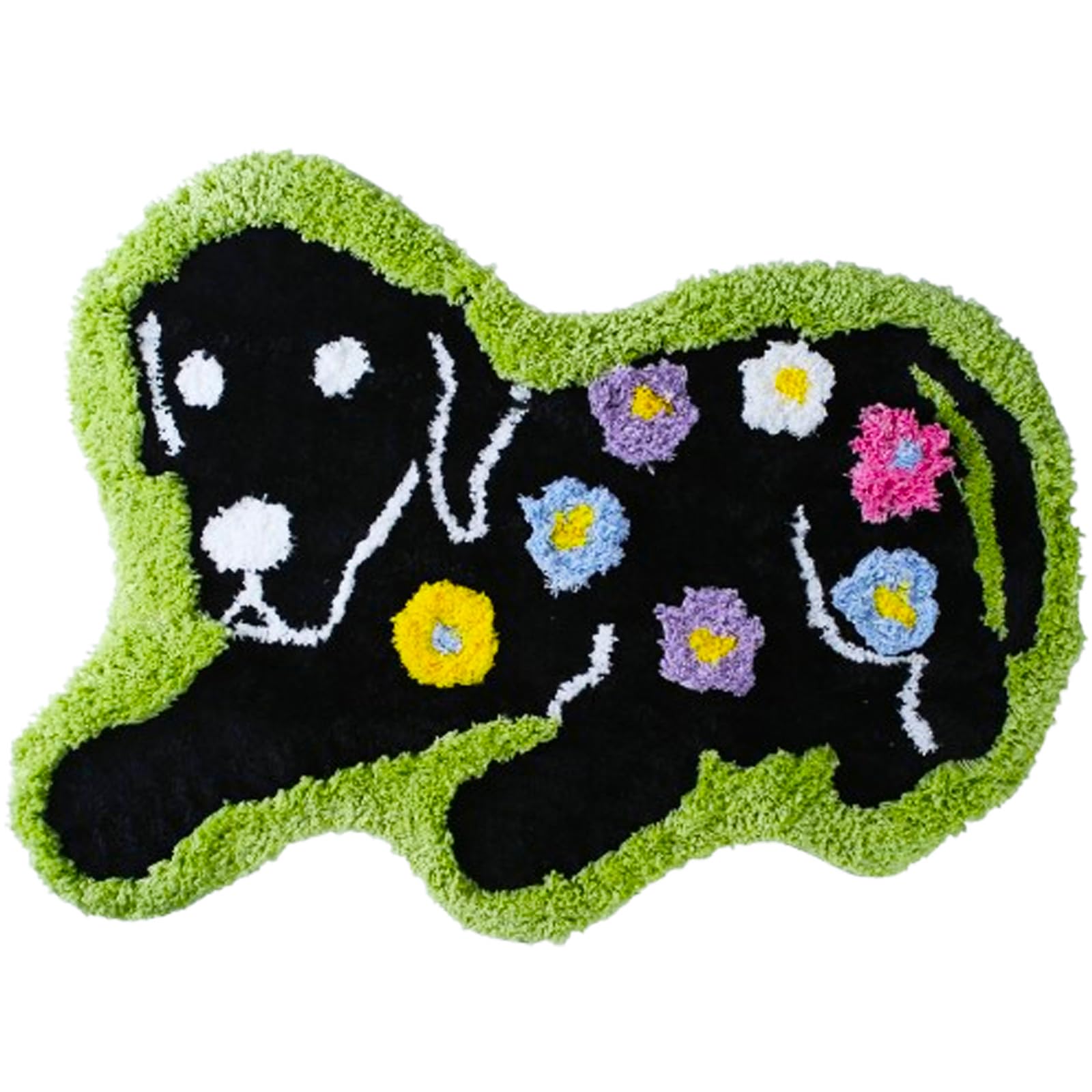 Moss Green Toilet Rugs, Luxury Tufted Extra Thick U-Shaped Toilet Rug,Cute Flower Green Moss Bath Mat Non Slip - Washable Water Absorbent Shag Bathroom Rugs for Bath