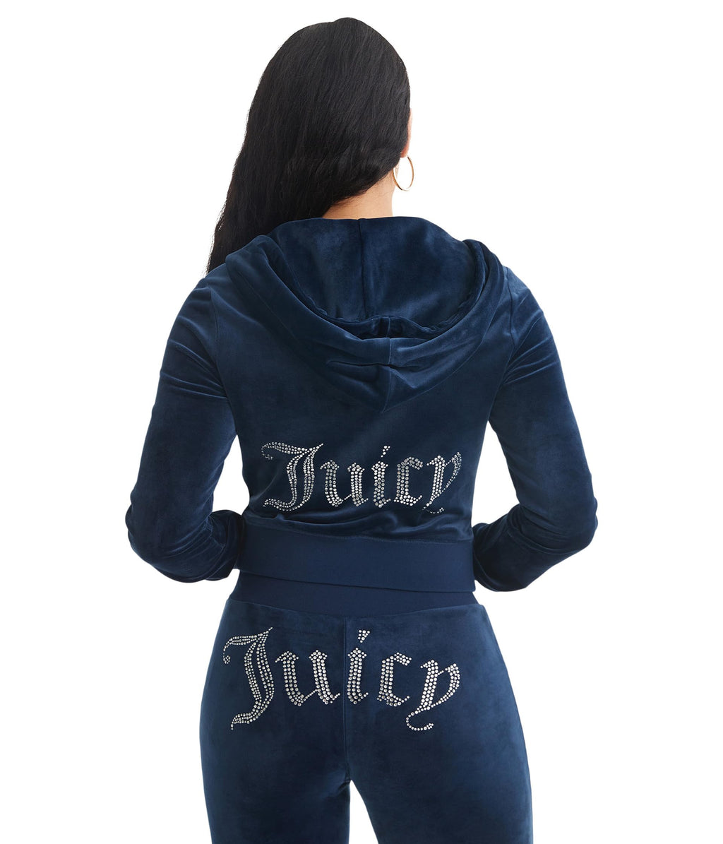 Juicy Couture Women's C Solid Classic Juicy Hoodie with Back Bling