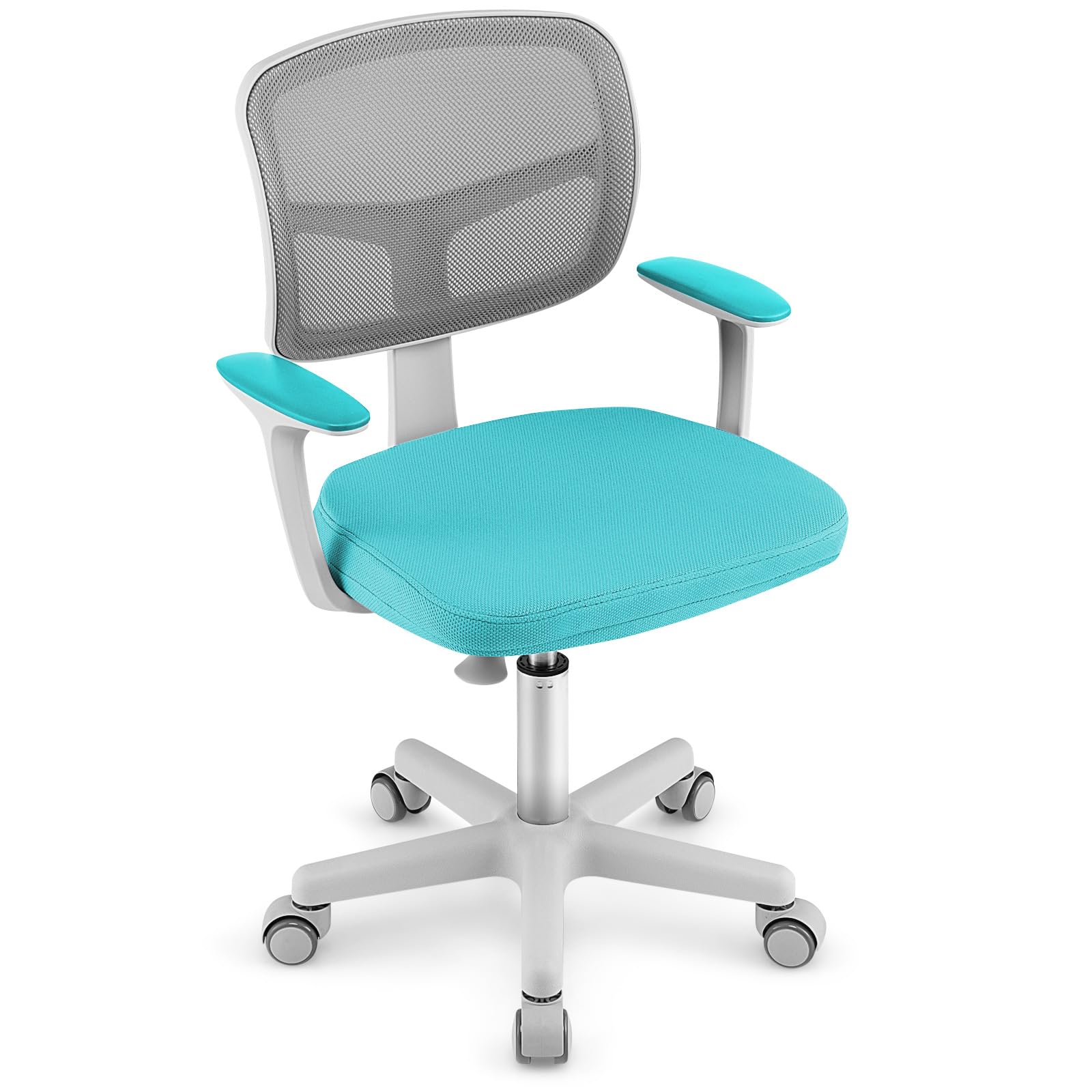 Swivel Adjustable Mesh Study Chair with Wheels & Arms, Ergonomic Computer Task Chair with Lumbar Support