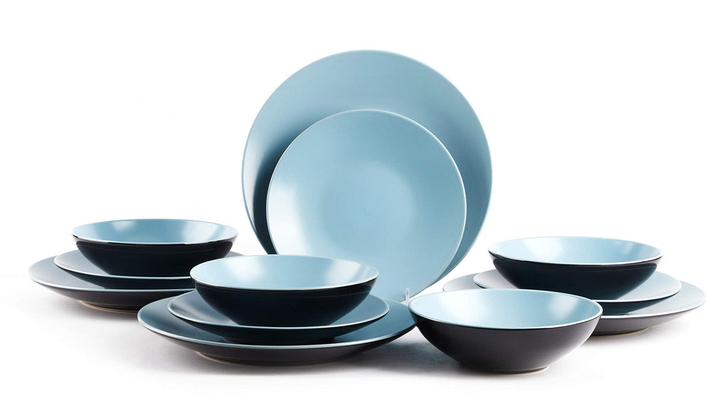 Stoneware Two-Tone Colors Life 12pc Dinner Set