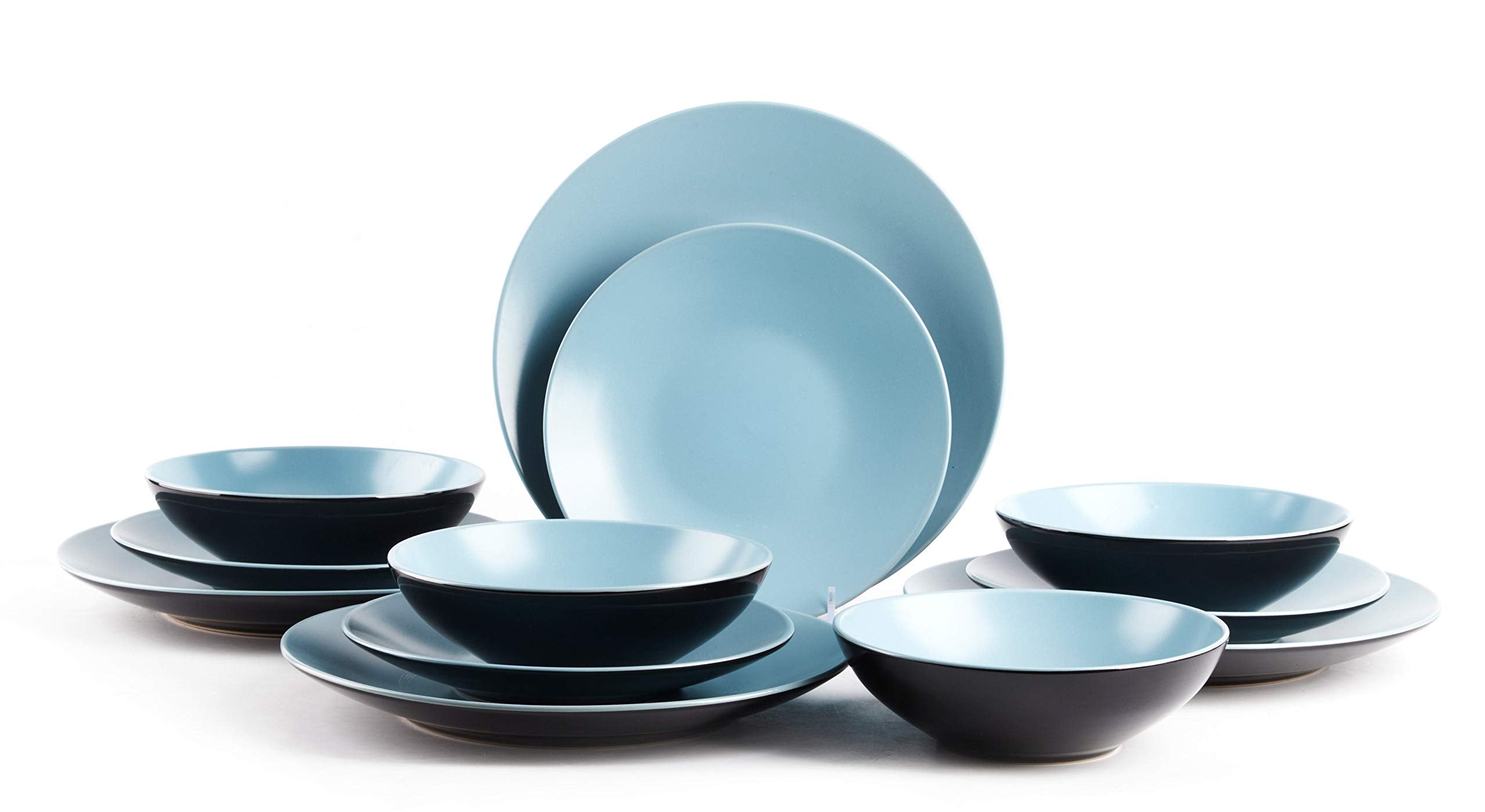 Stoneware Two-Tone Colors Life 12pc Dinner Set