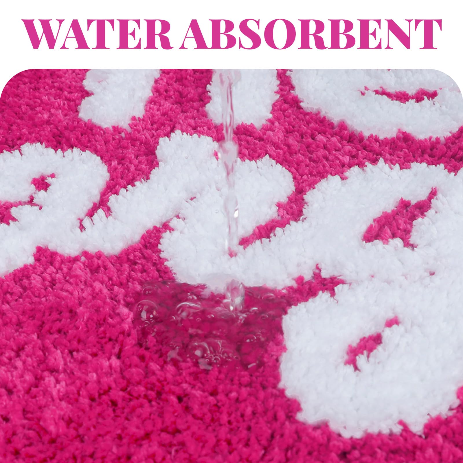 Coquette Pink Bow Bath Mat for Bathroom 20"x32", Cute Preppy Rugs with Scalloped Edges, Soft Microfiber, Ultra Absorbent, Non-Slip