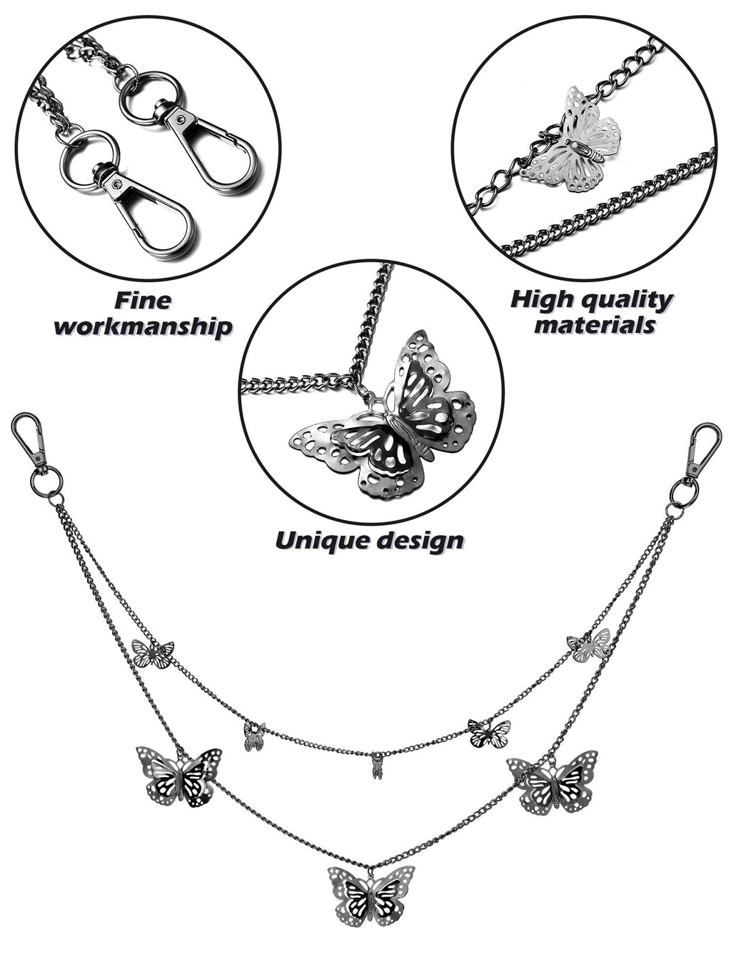 Multi-Layer Chain Belt â€?5-Piece Hip Hop Metal Wallet Chains for Jeans & Pants