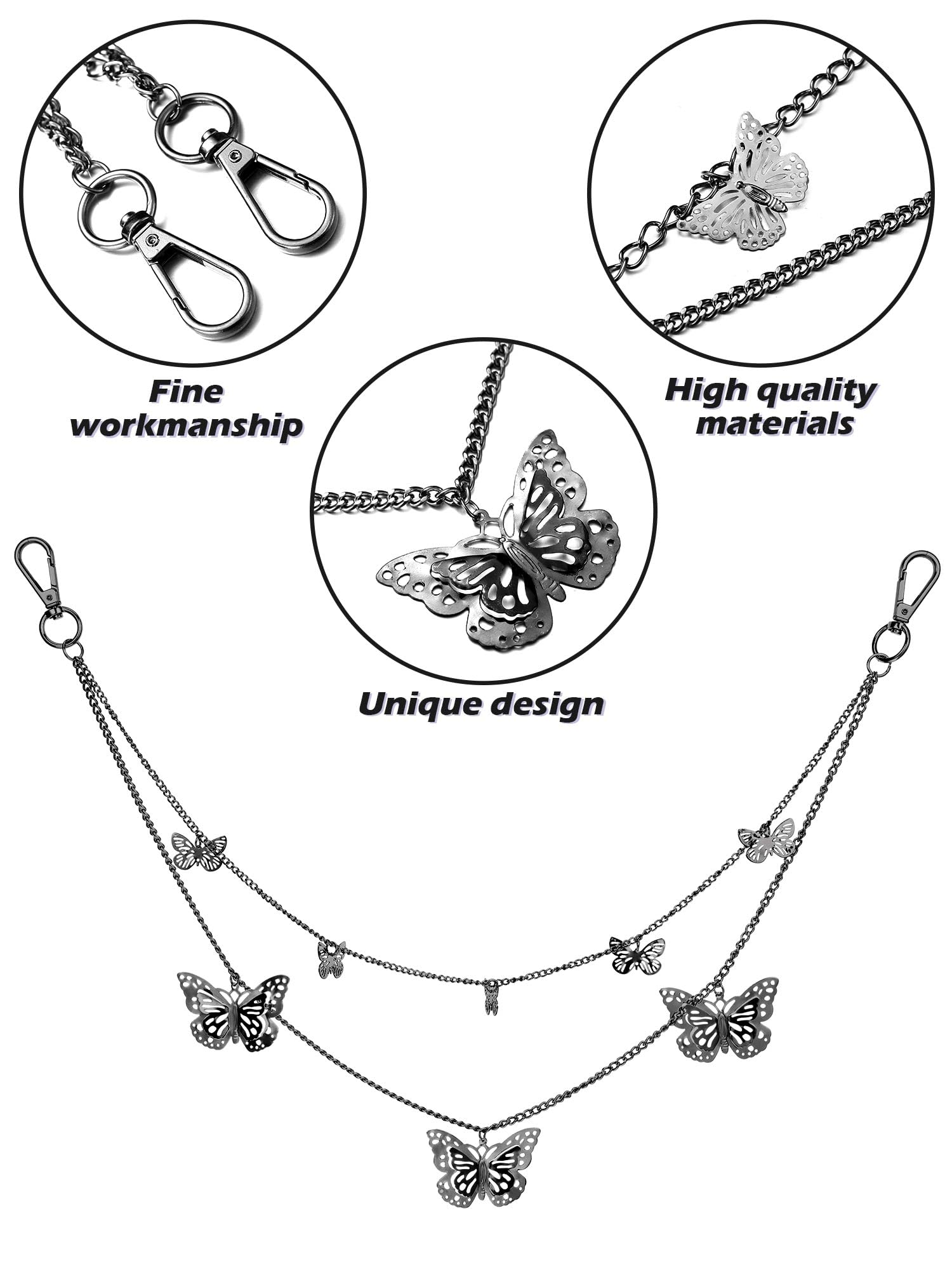 Multi-Layer Chain Belt â€?5-Piece Hip Hop Metal Wallet Chains for Jeans & Pants