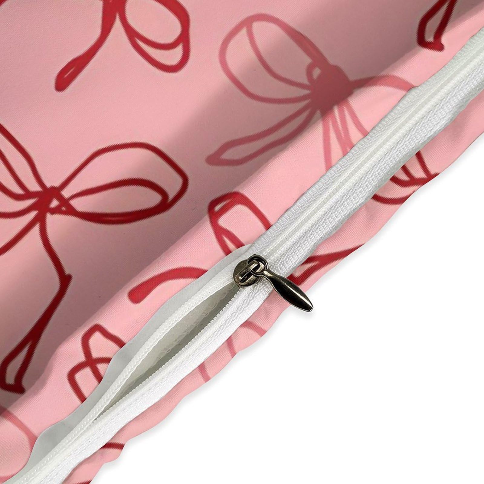 Pink Red Bow Comforter Set Duvet Cover Quilt Cover Set Ultra Soft Bed Cover (1 Duvet Cover+2 Pillowcases)