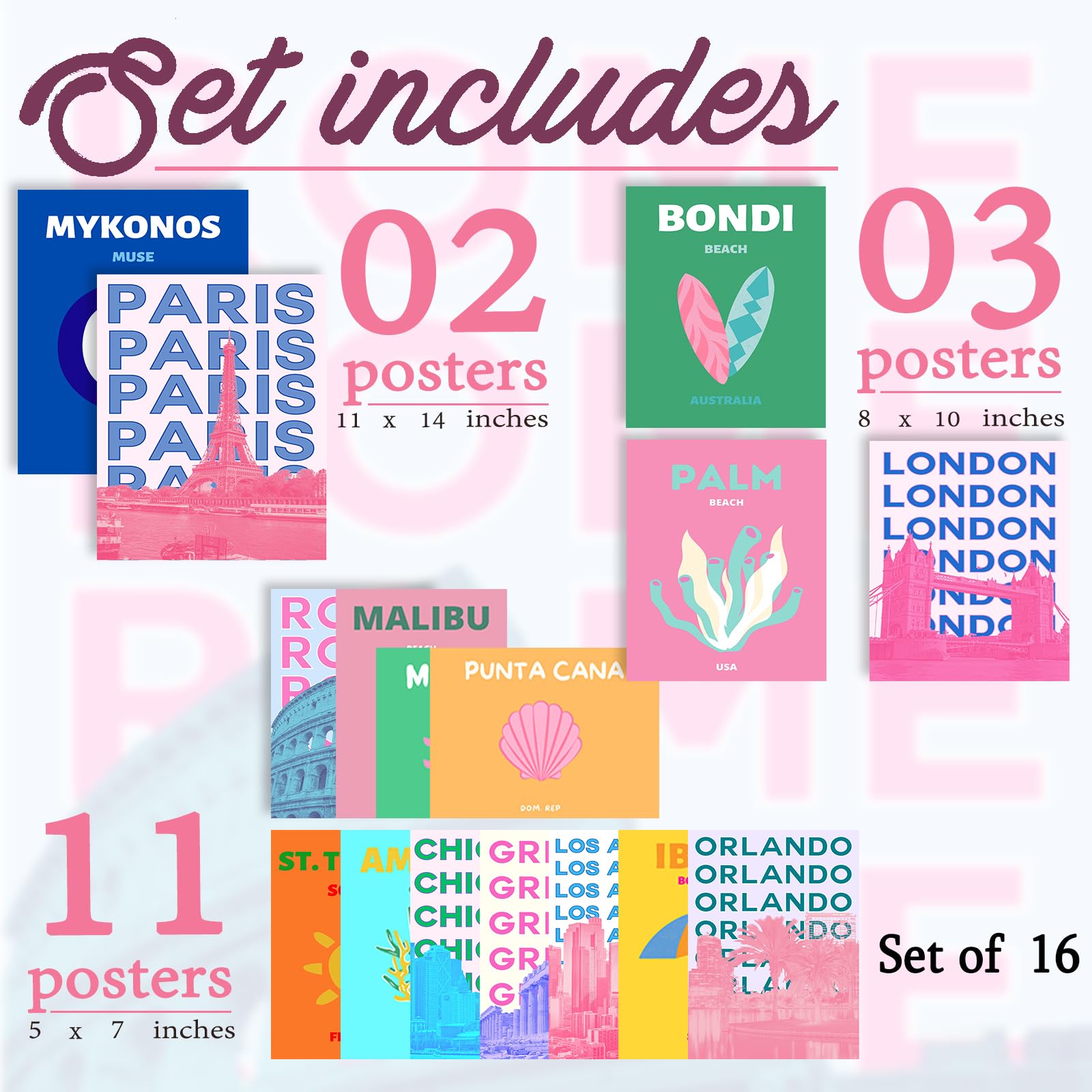 Coquette Wall Art Prints Trendy Preppy Room Decor Aesthetic (Unframed)